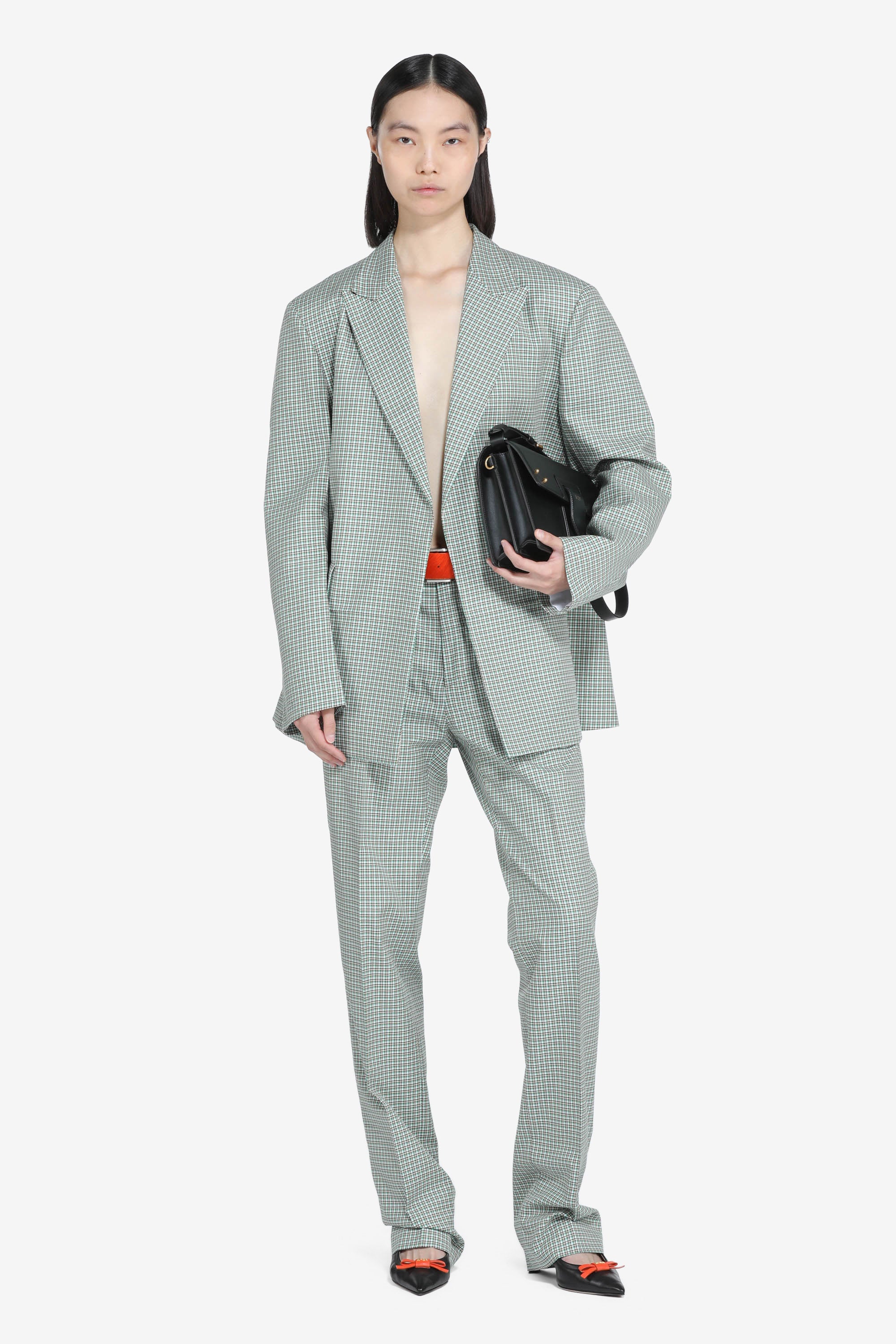 Straight trousers with checked print