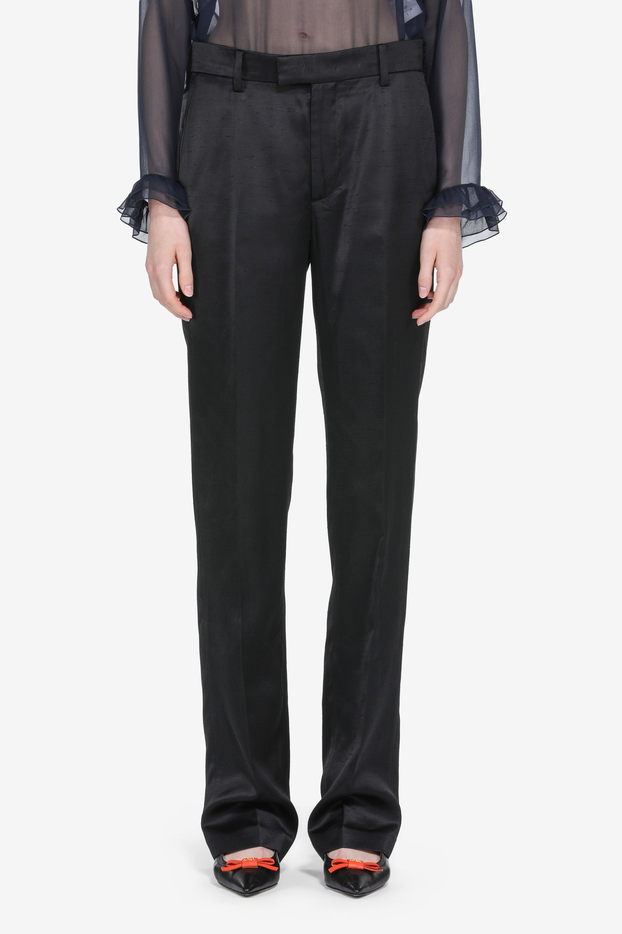 Straight shantung trousers