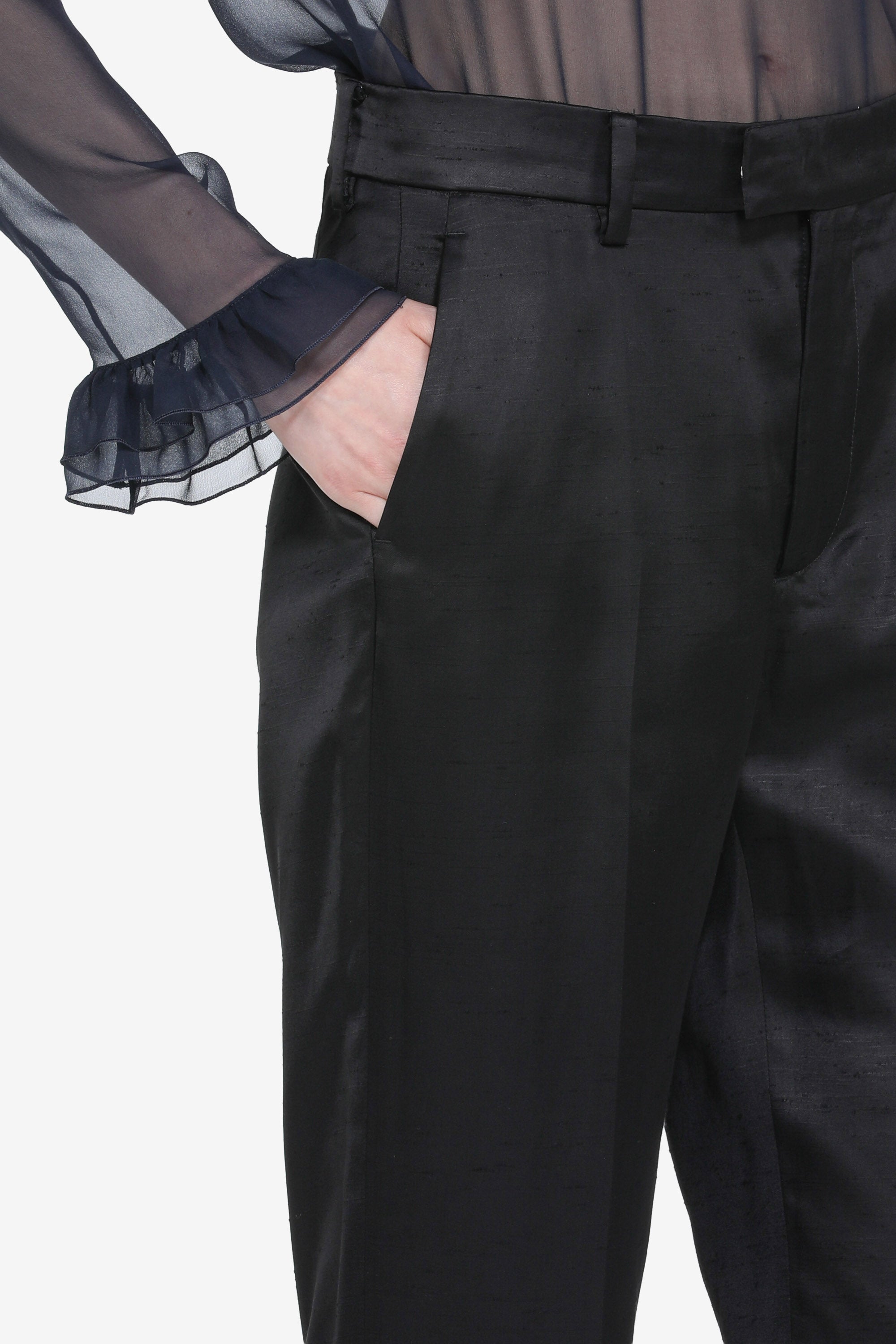 Straight shantung trousers