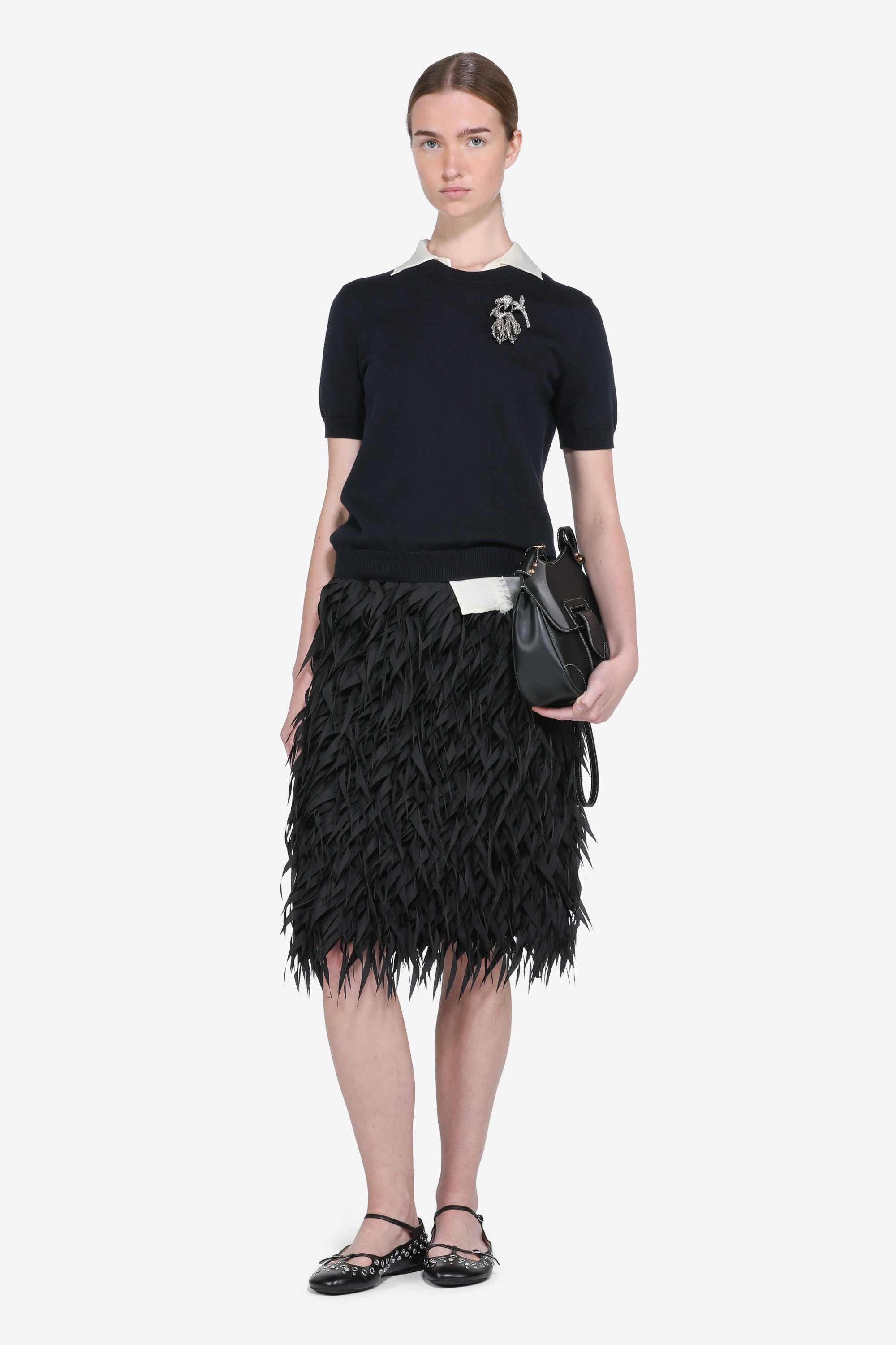 Midi skirt with fringes