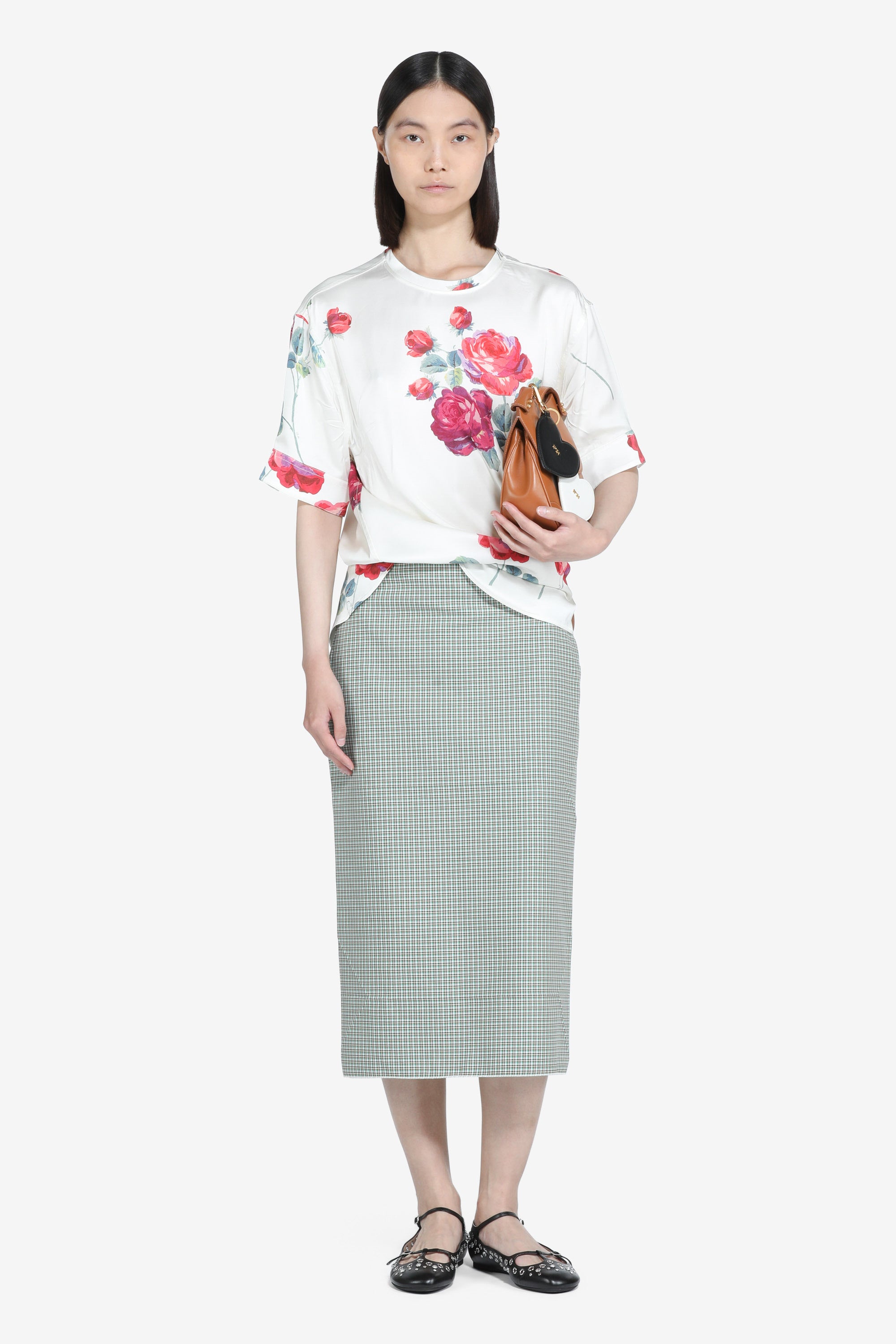 Pencil skirt with checked print