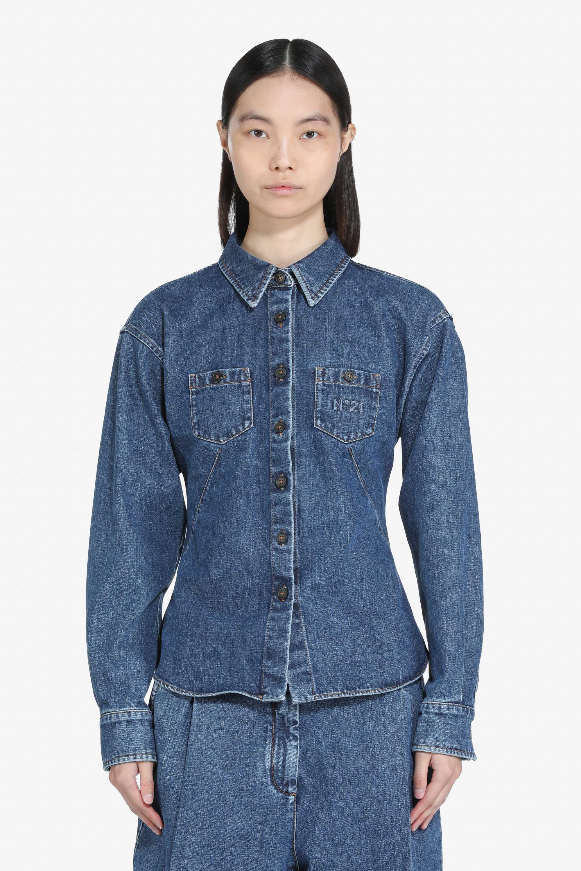 Denim shirt with pockets