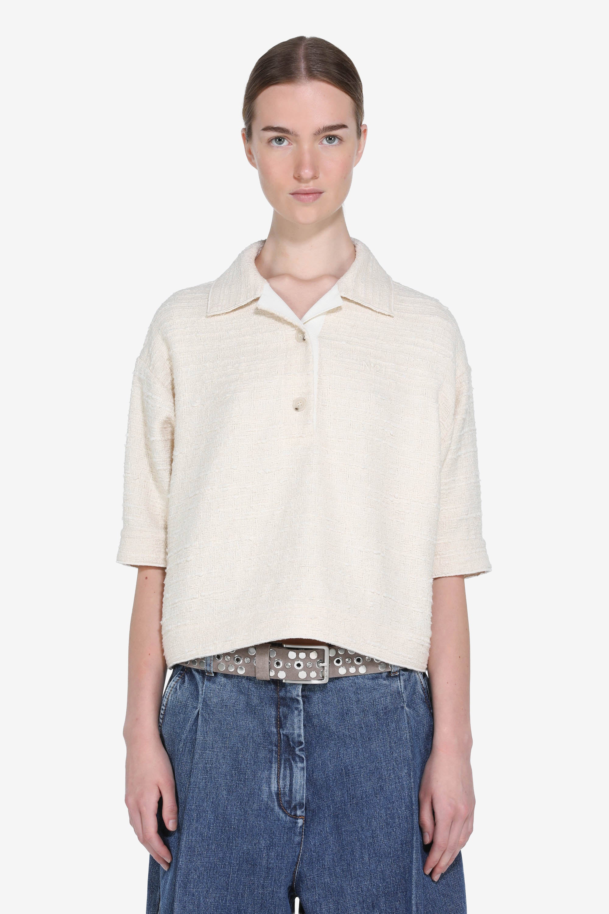 Oversized short-sleeved polo shirt