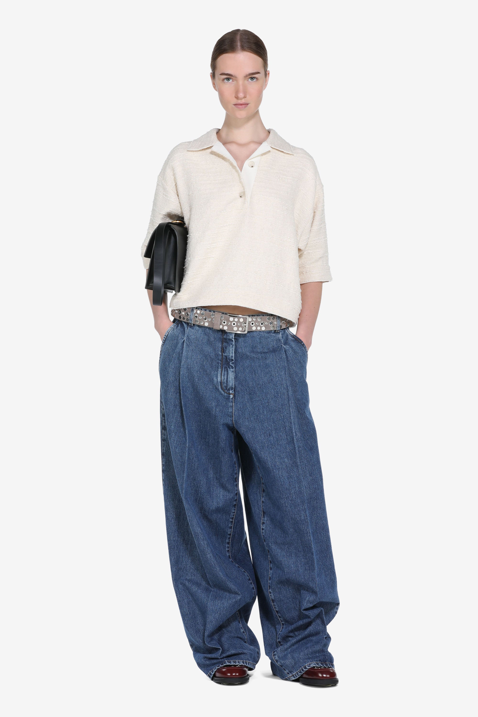 Oversized short-sleeved polo shirt