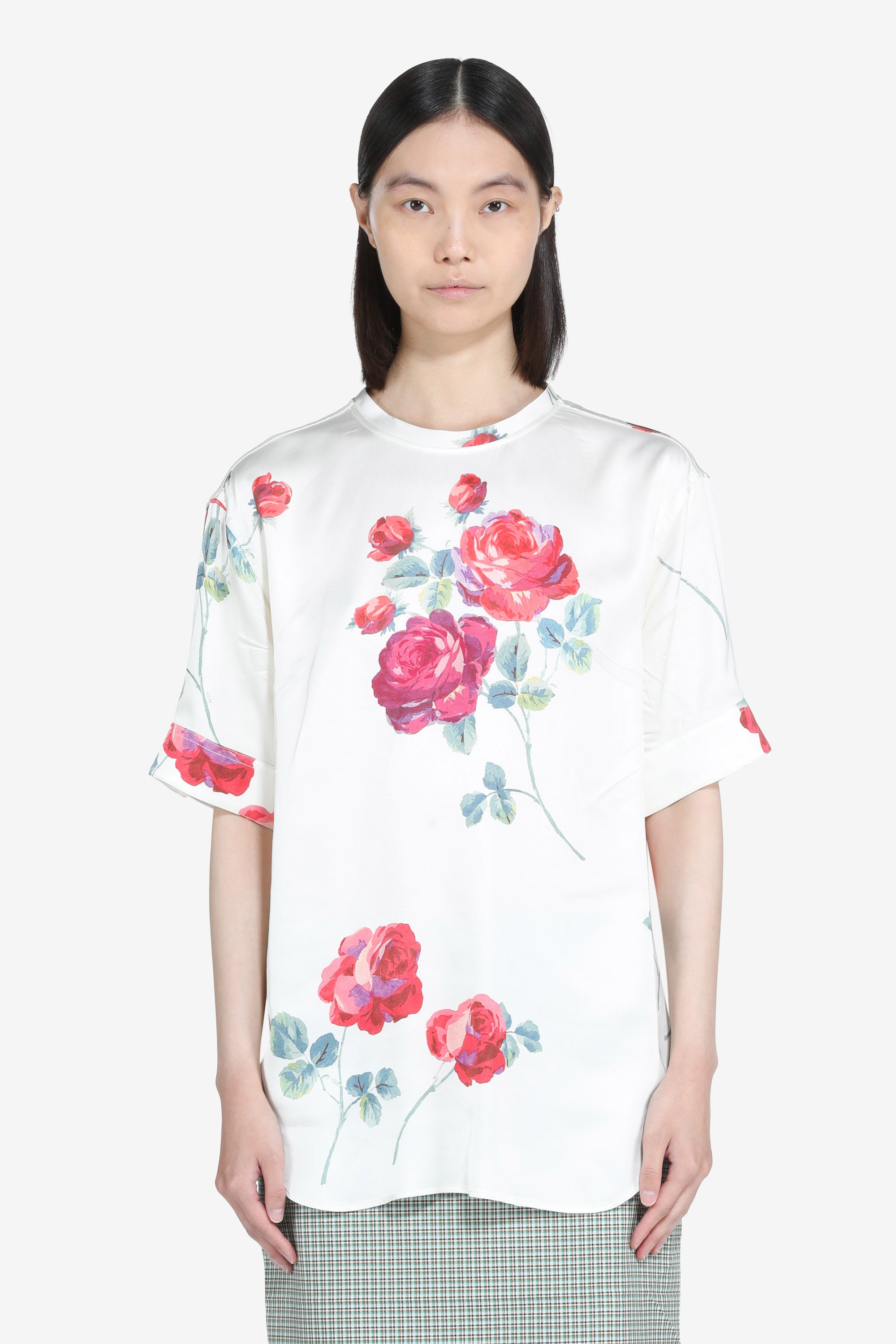 Short-sleeved blouse with floral print