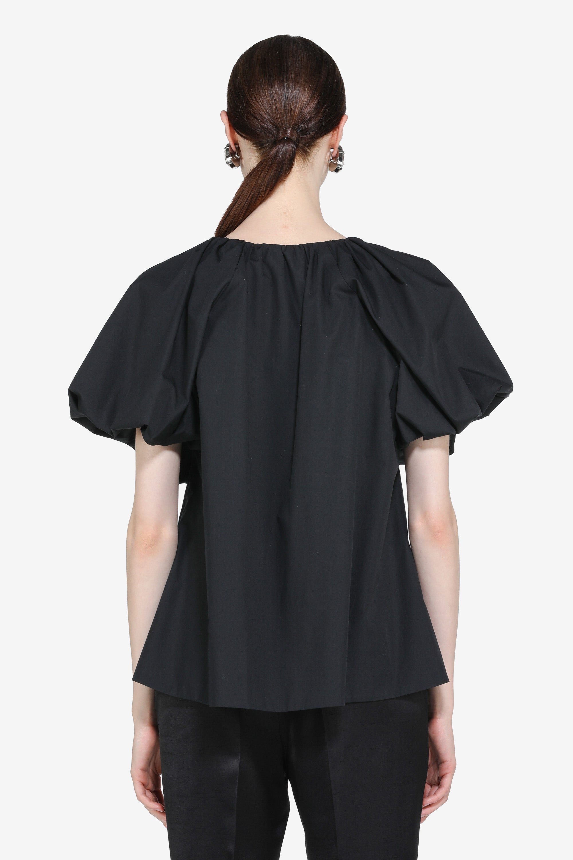 Blouse with short puff sleeves