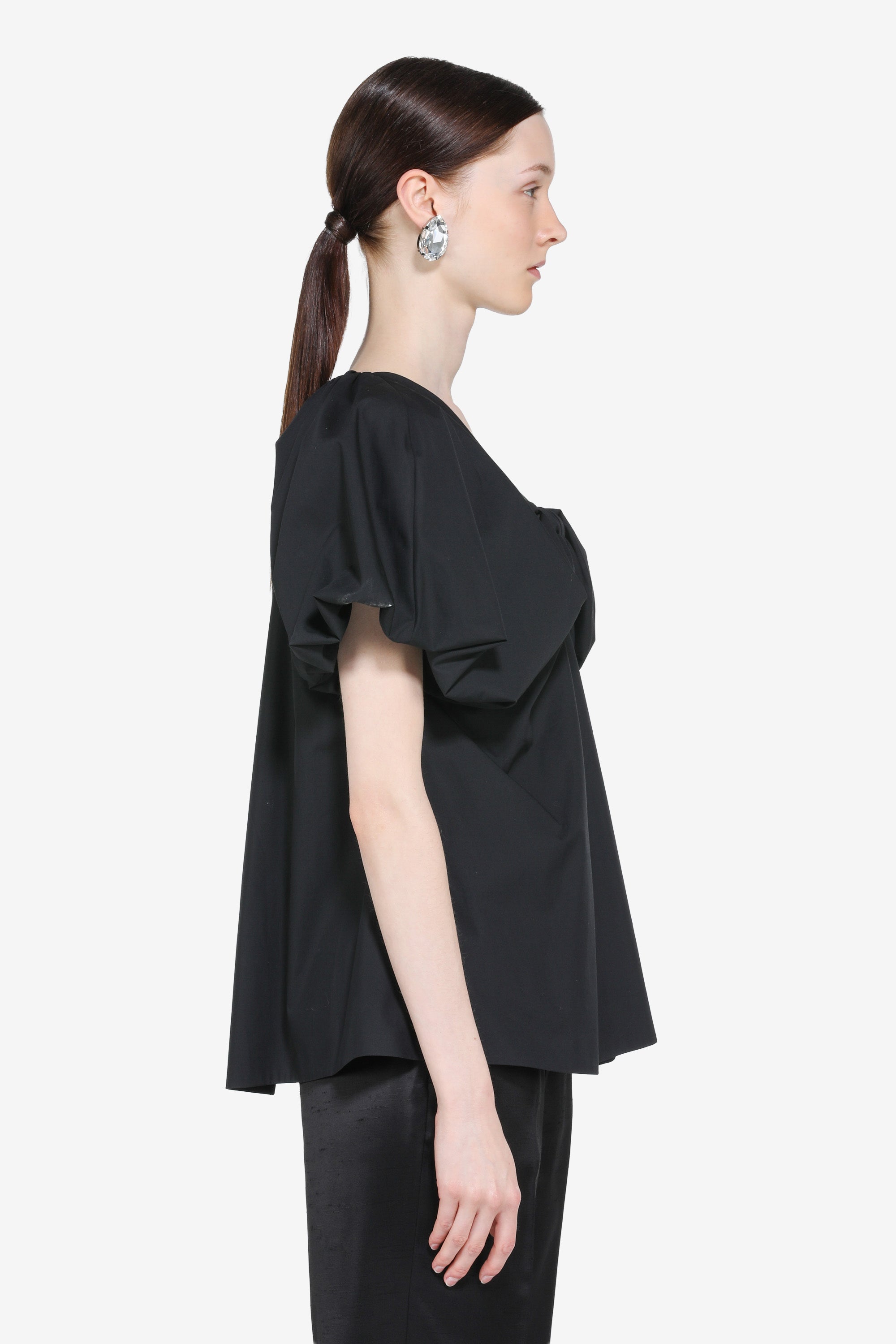 Blouse with short puff sleeves