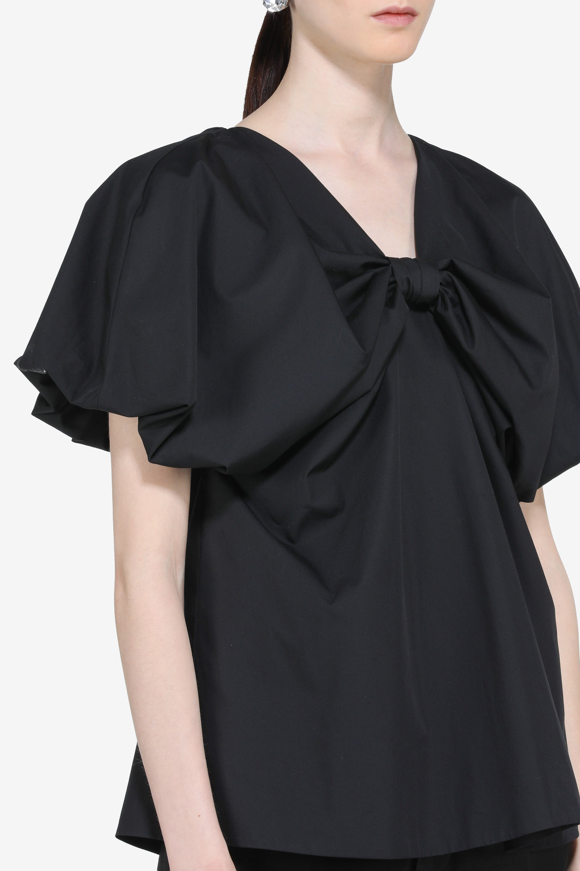 Blouse with short puff sleeves