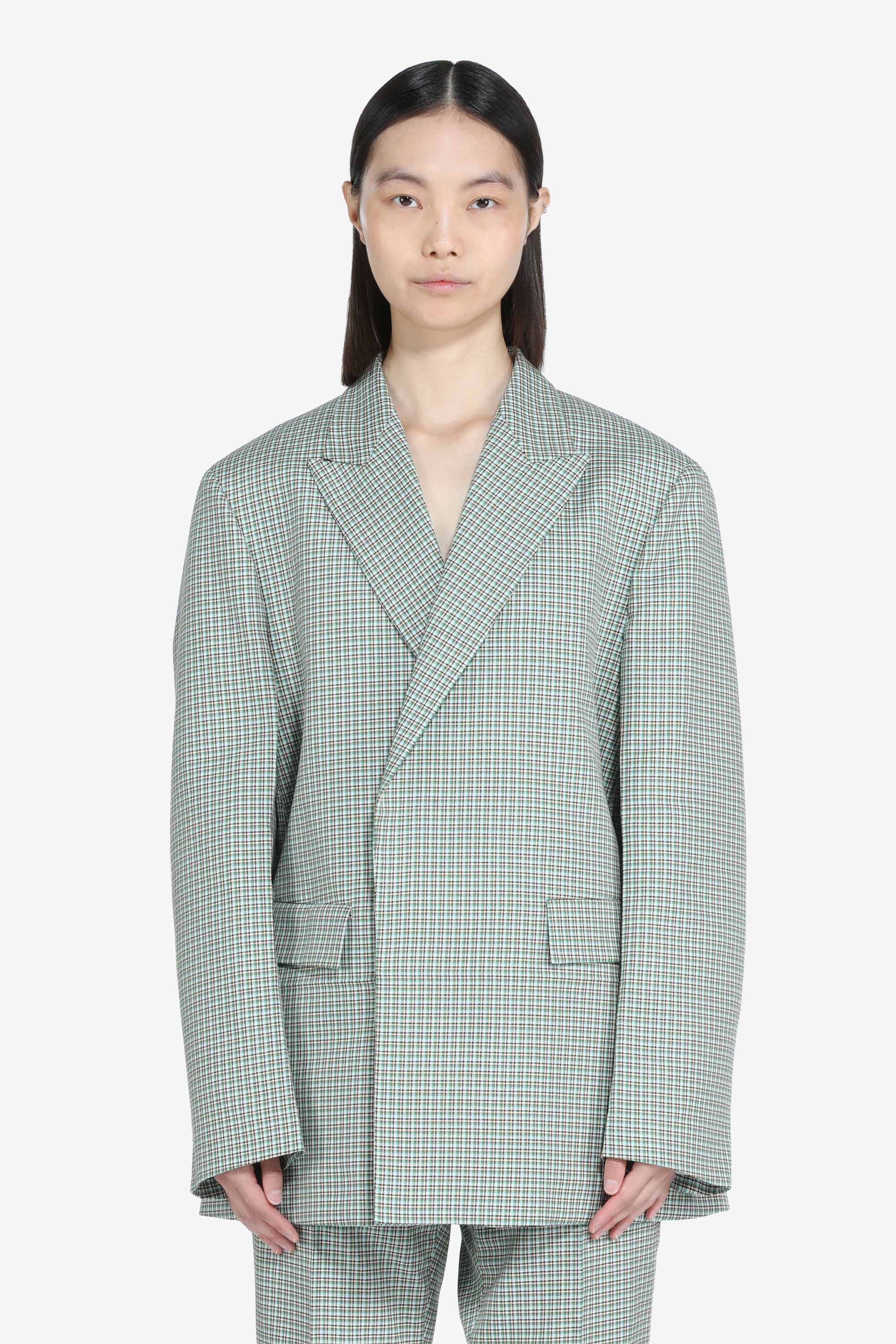 Single-breasted jacket with checked print