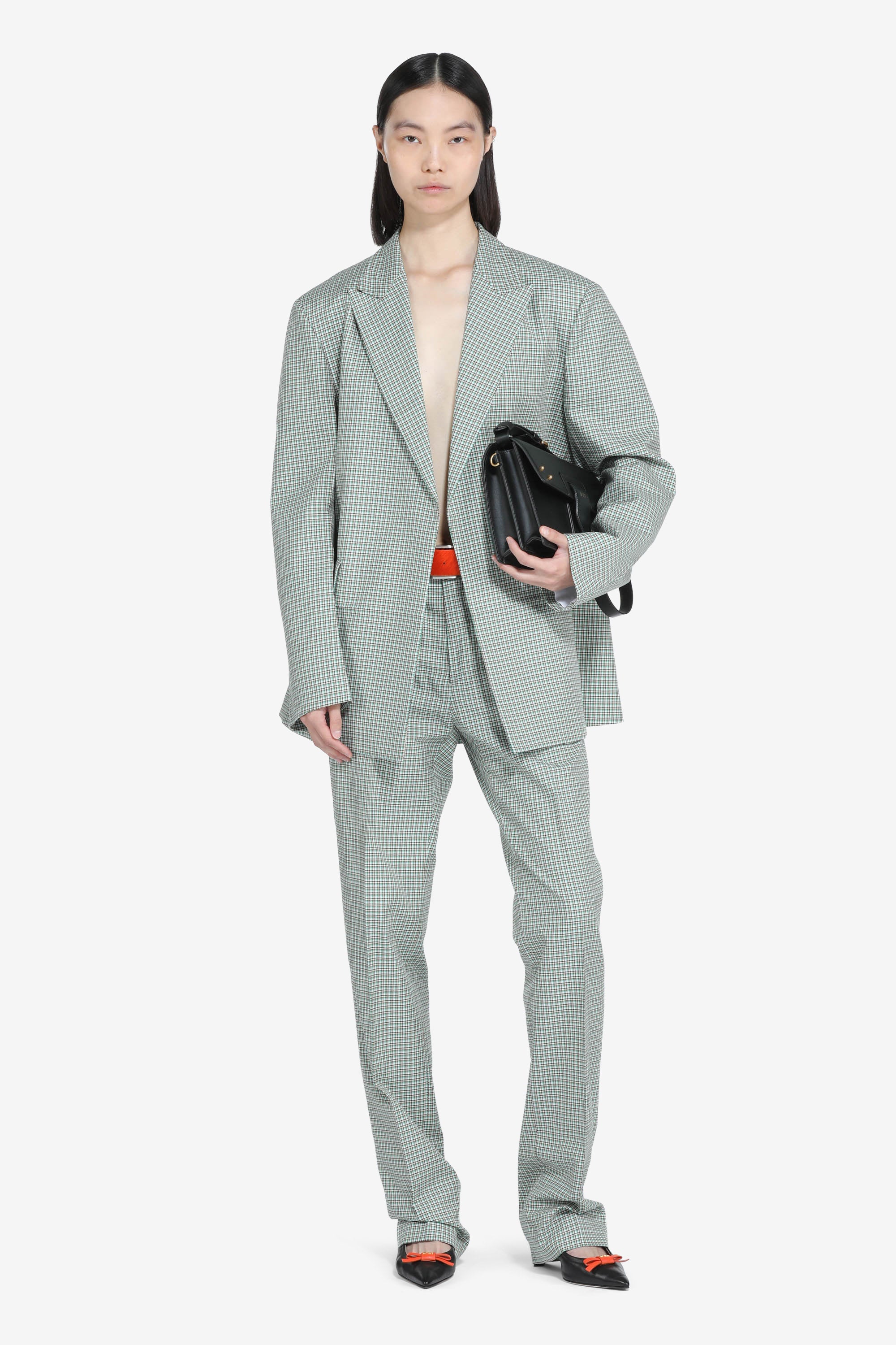 Single-breasted jacket with checked print