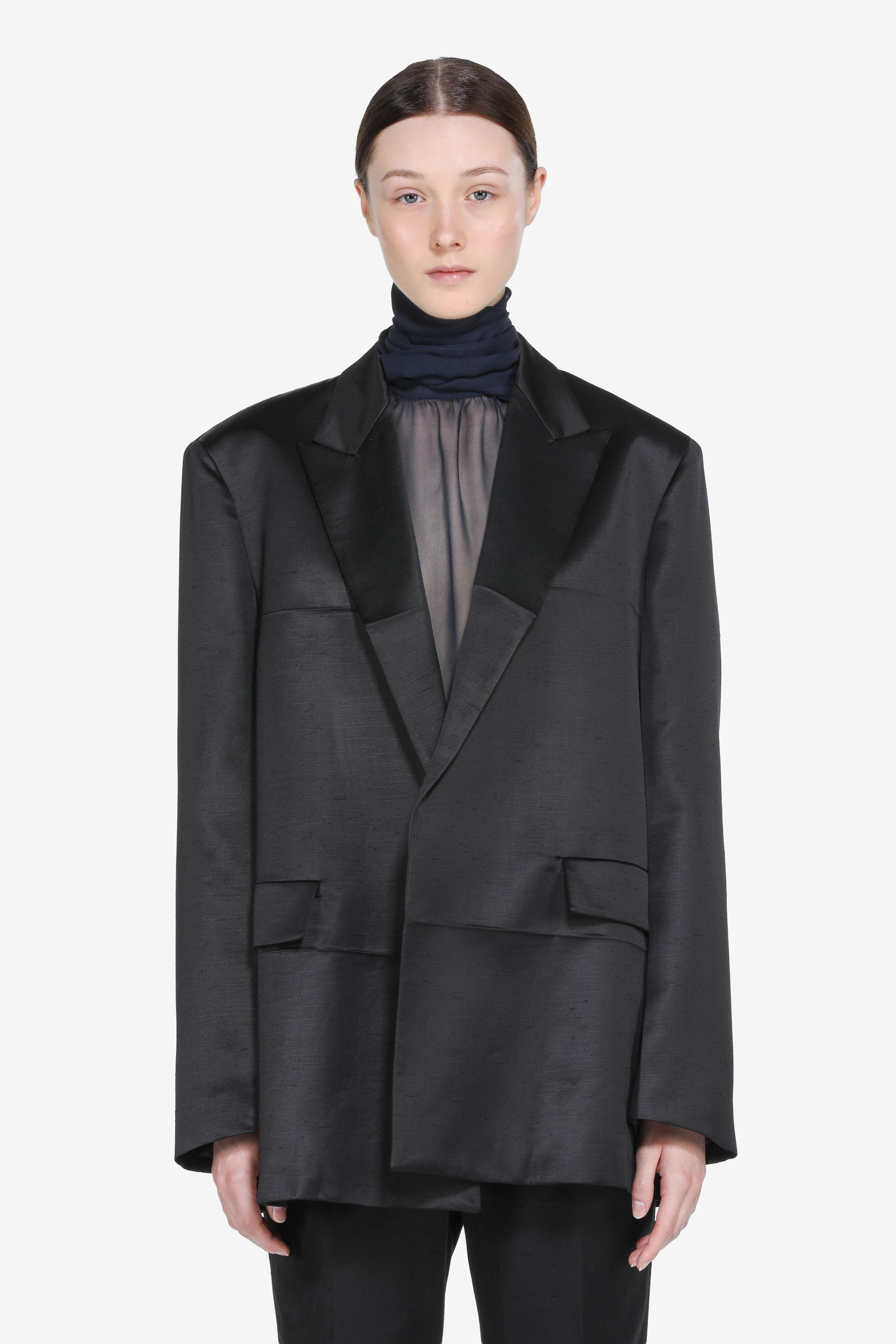 Giacca maschile monopetto in shantung