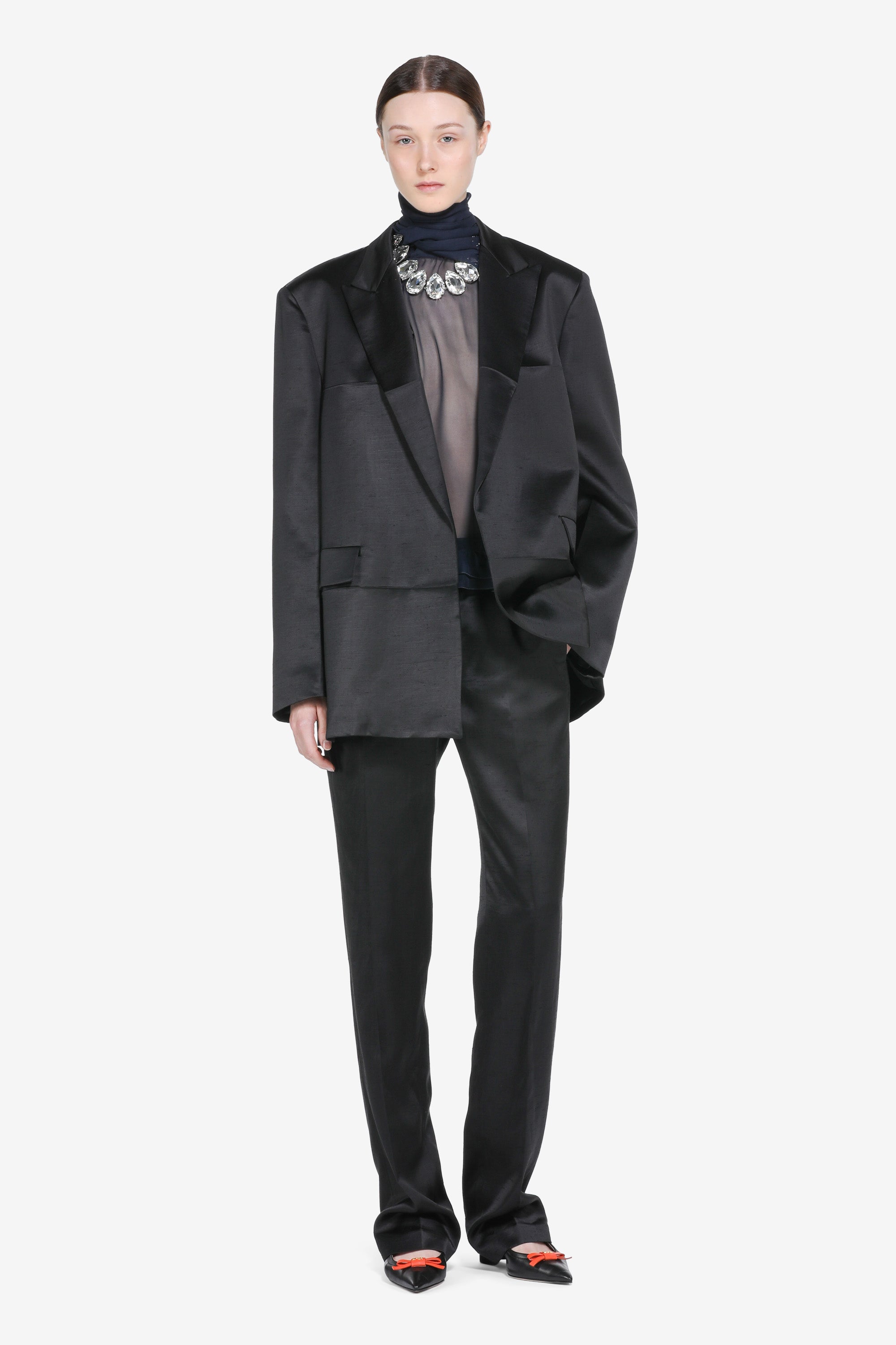 Giacca maschile monopetto in shantung