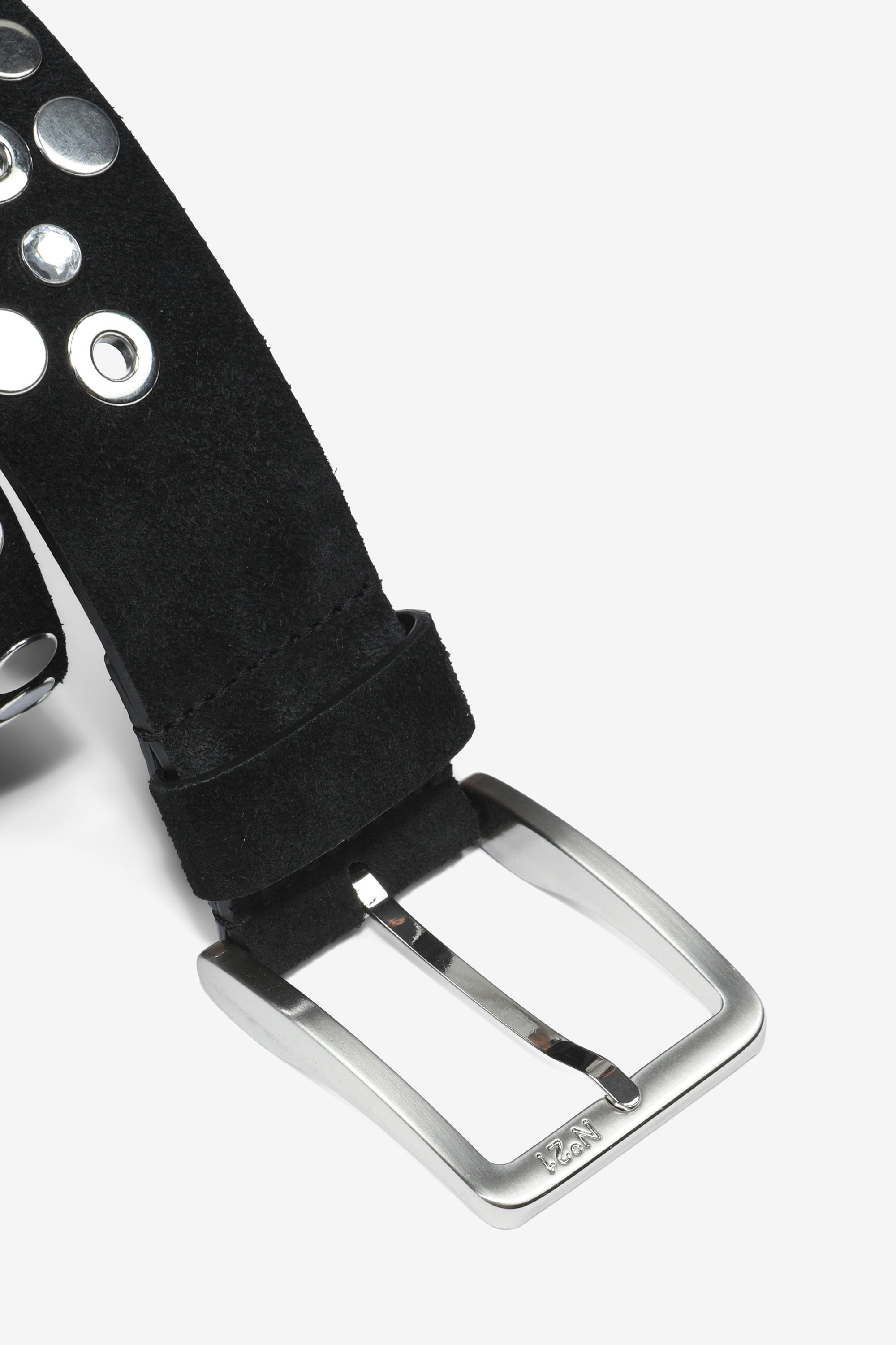 Suede belt with studs