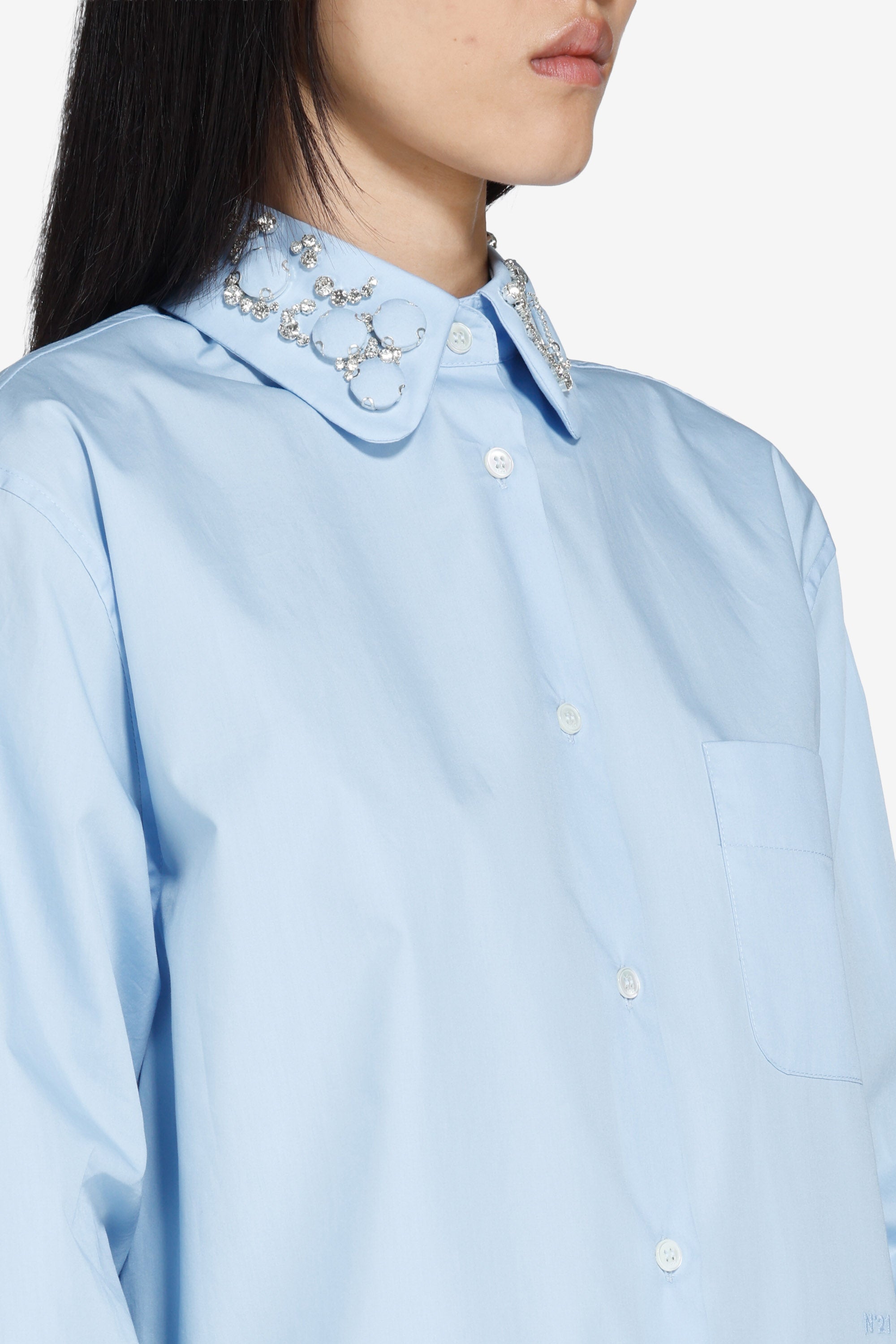 Shirt with embellished collar