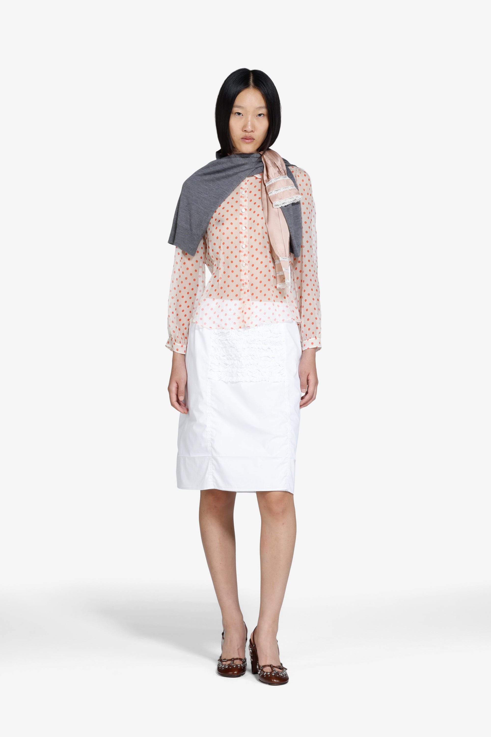 Sheer polka dot shirt