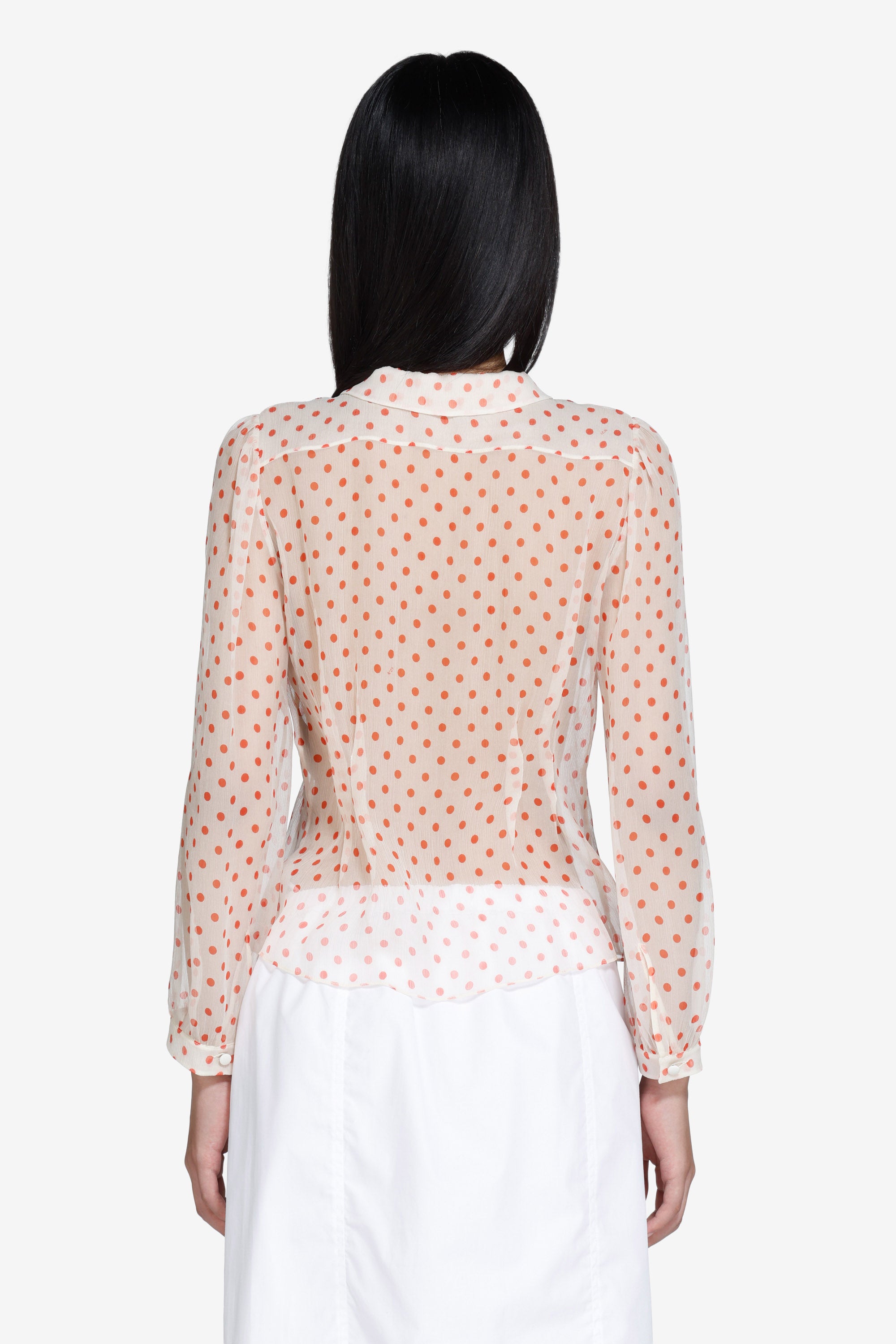 Sheer polka dot shirt