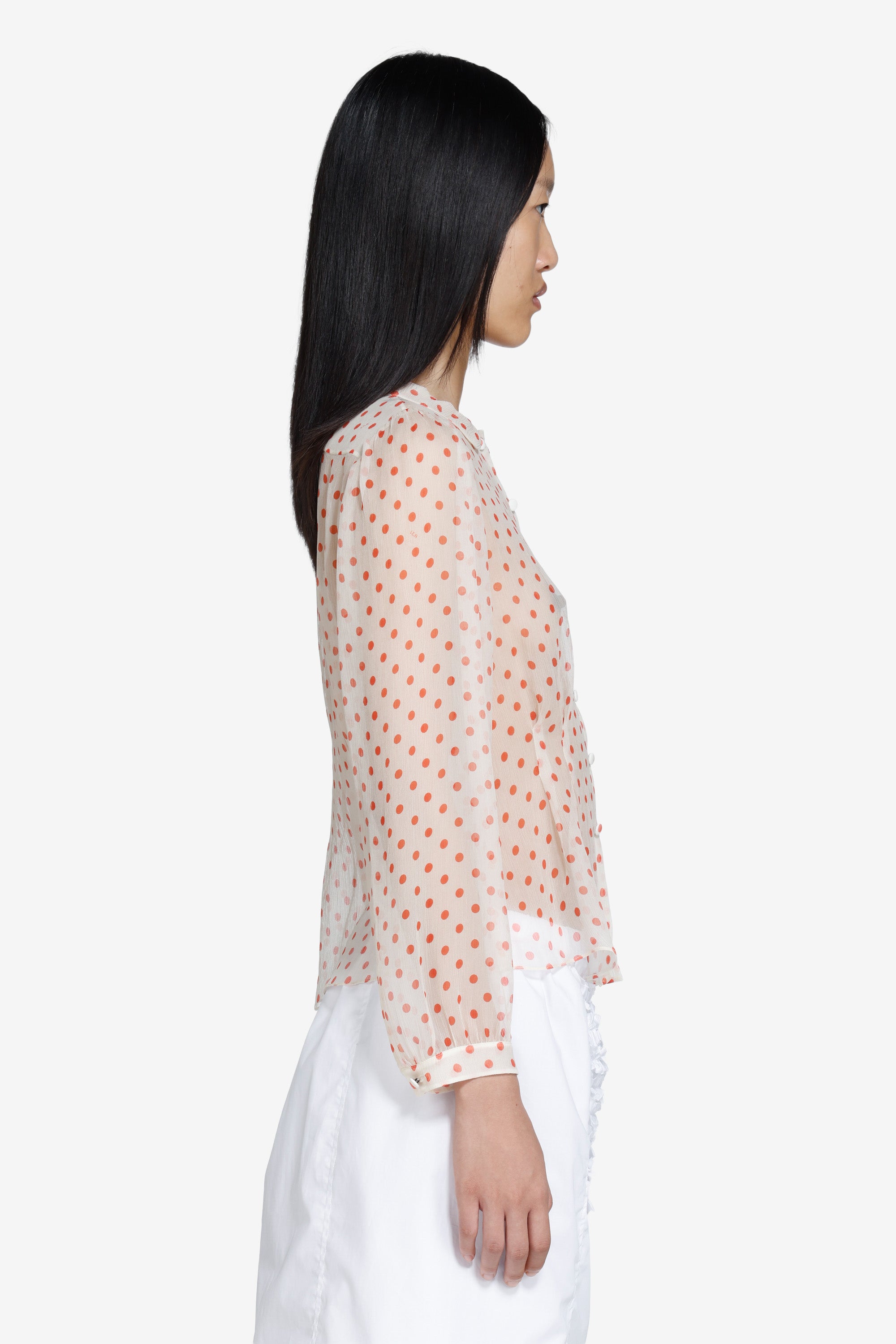 Sheer polka dot shirt
