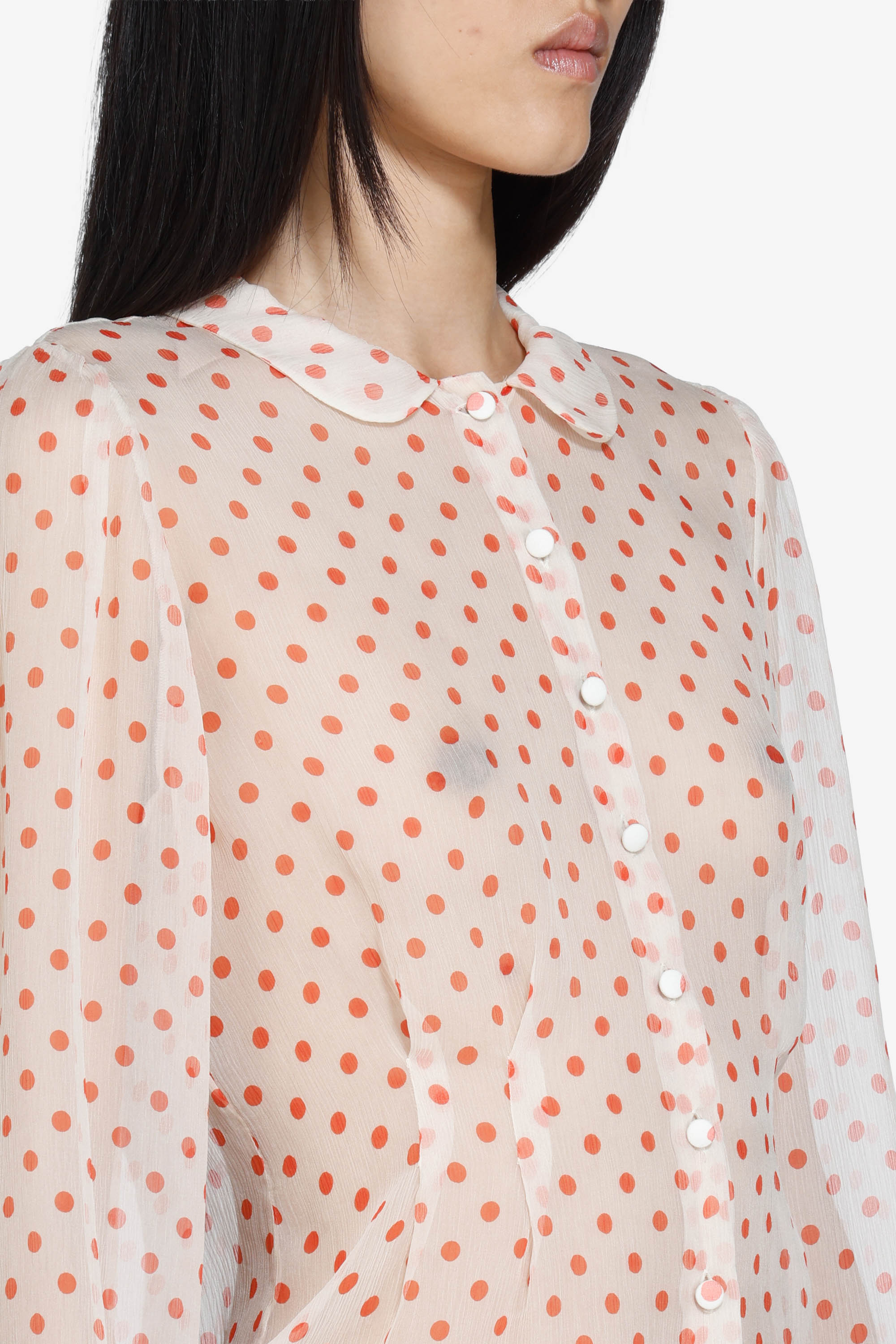 Sheer polka dot shirt