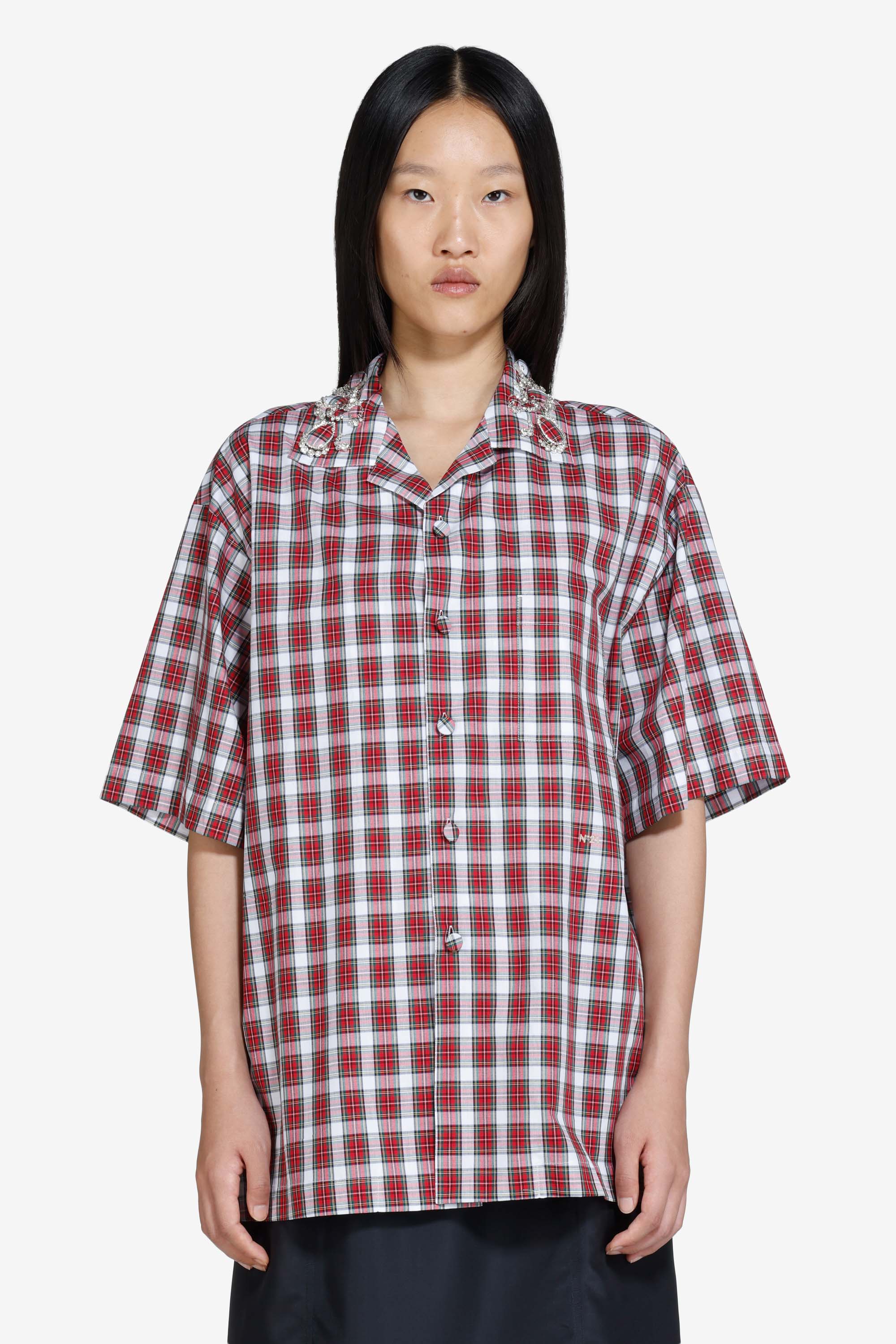 Checked short-sleeved shirt