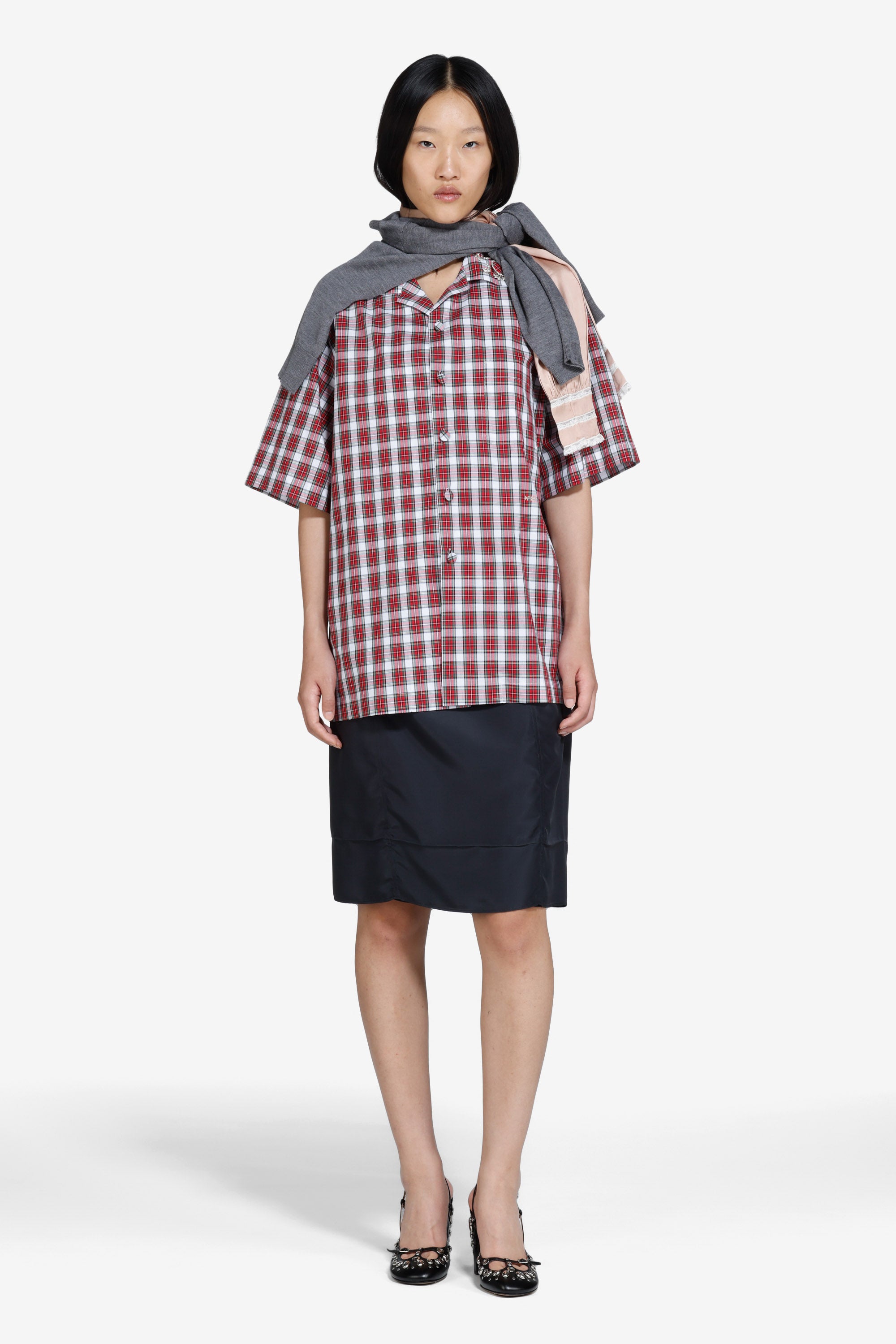 Checked short-sleeved shirt