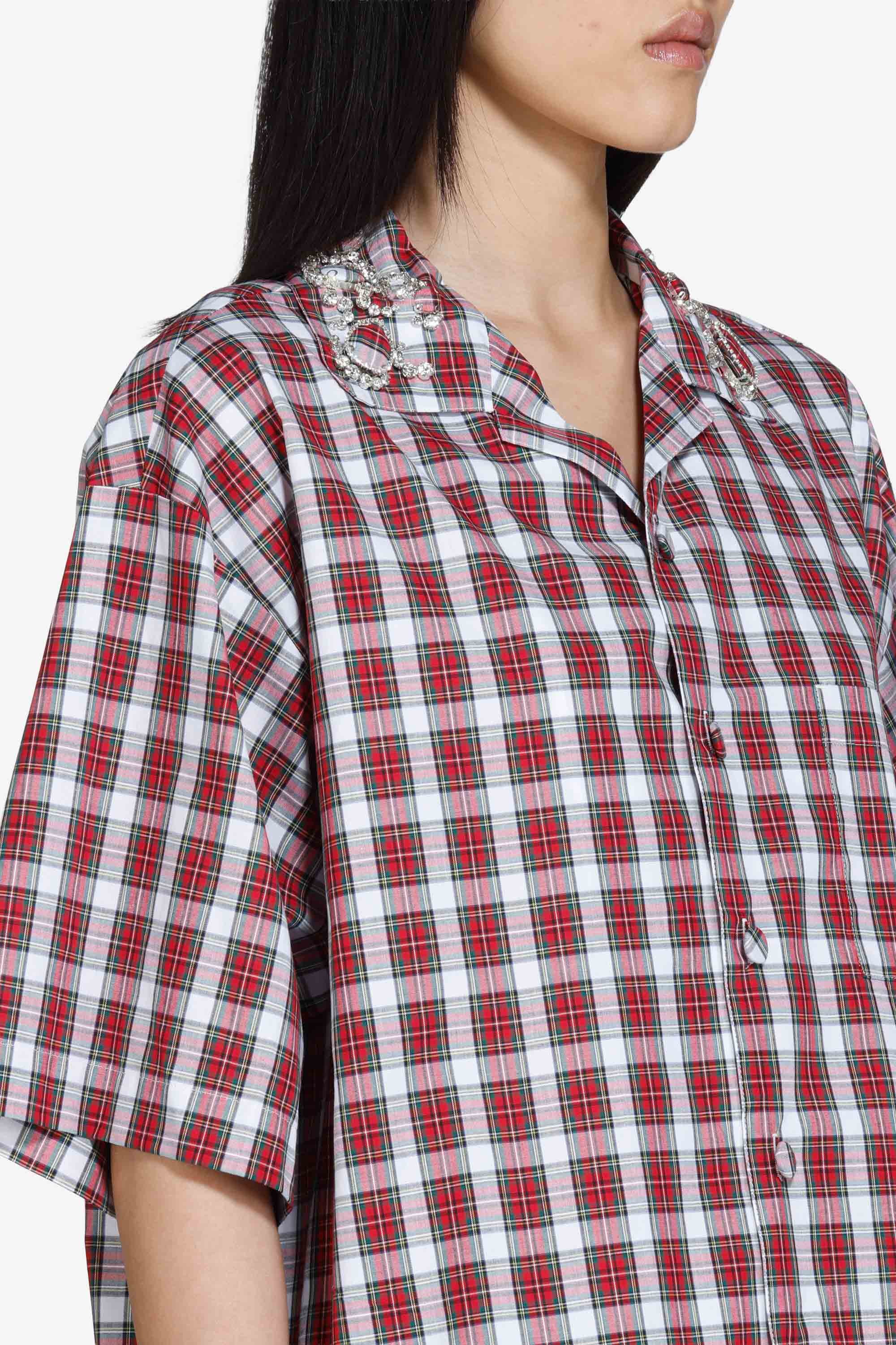 Checked short-sleeved shirt