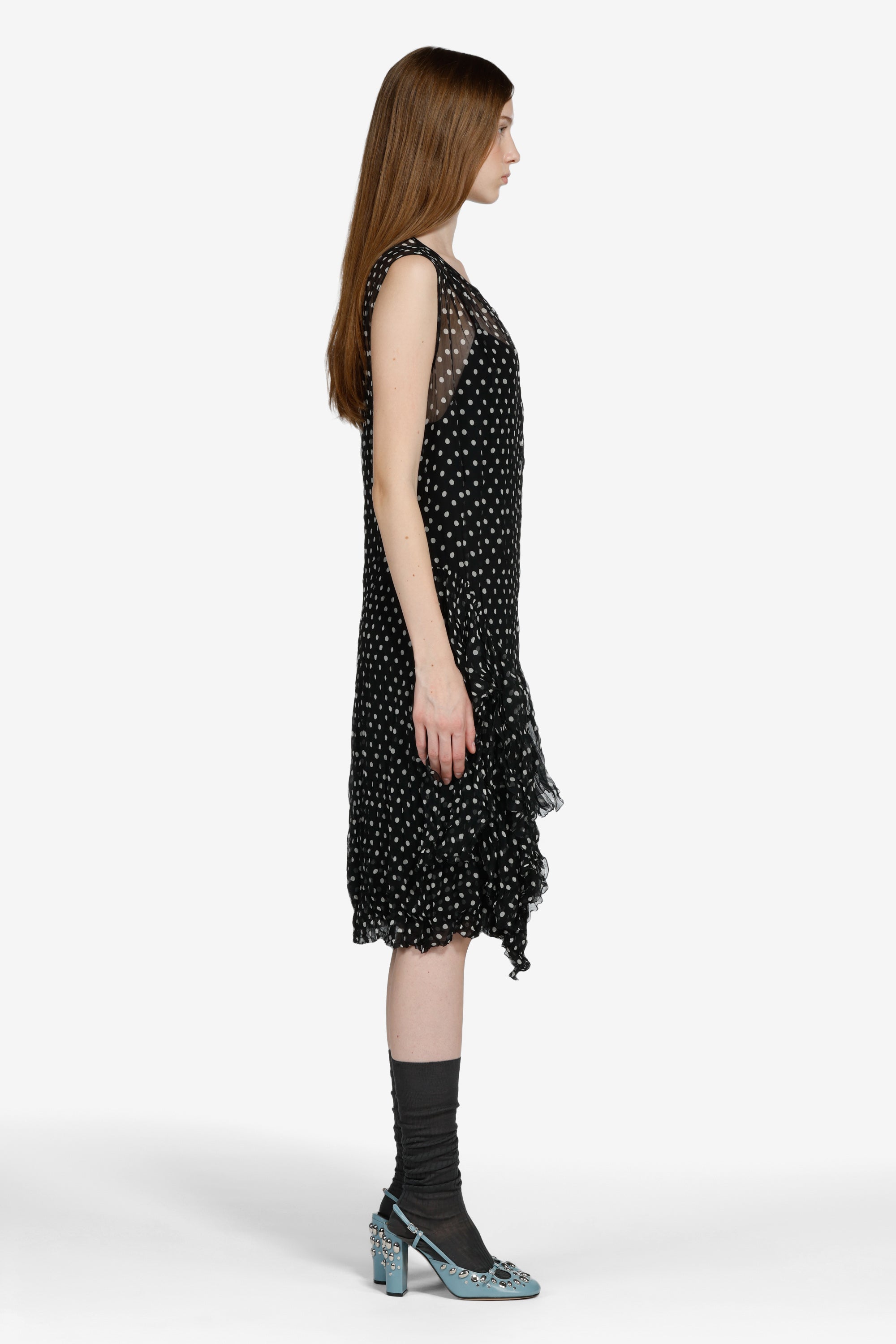 Vestito a pois con balze