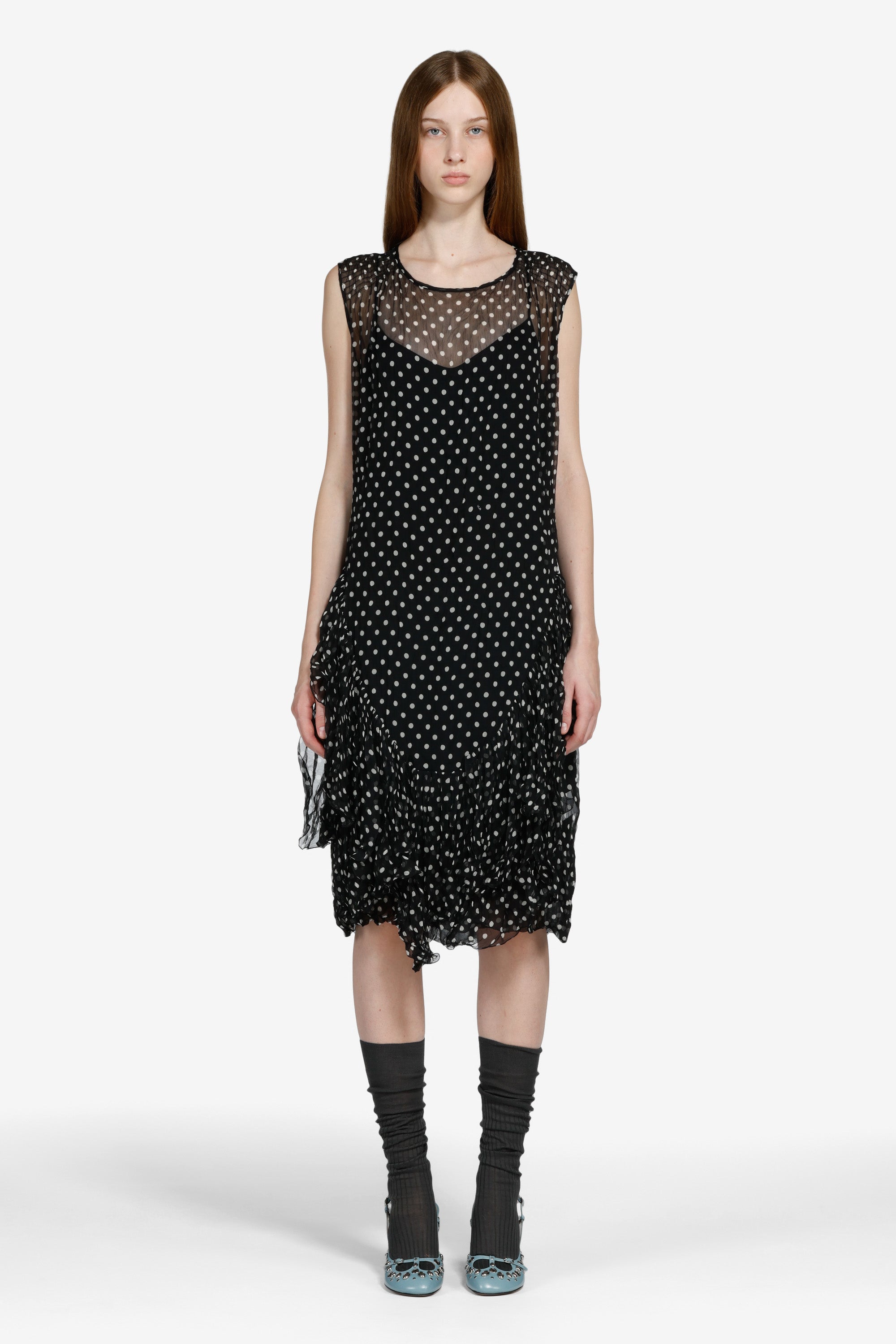 Vestito a pois con balze