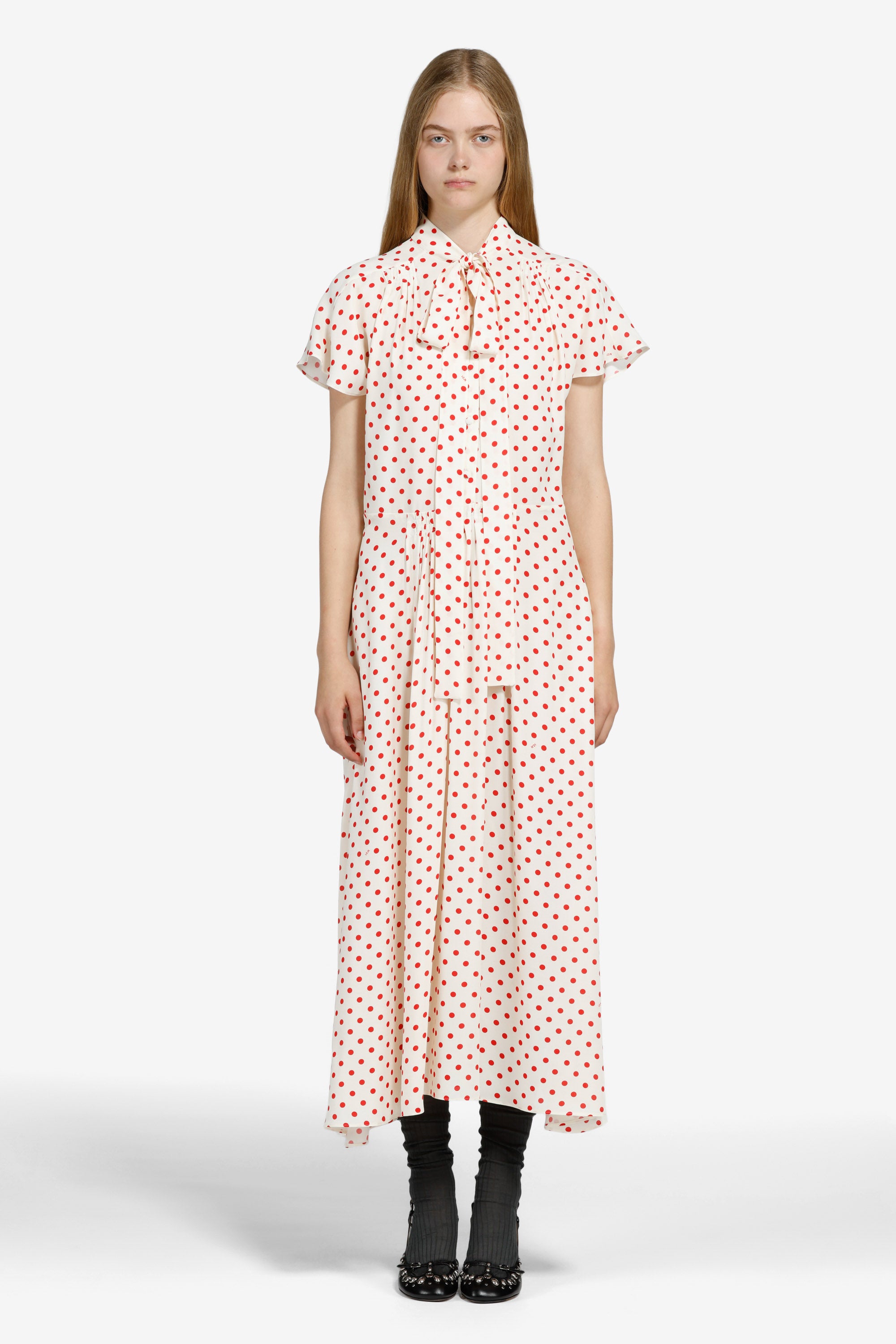 Vestito lungo a pois