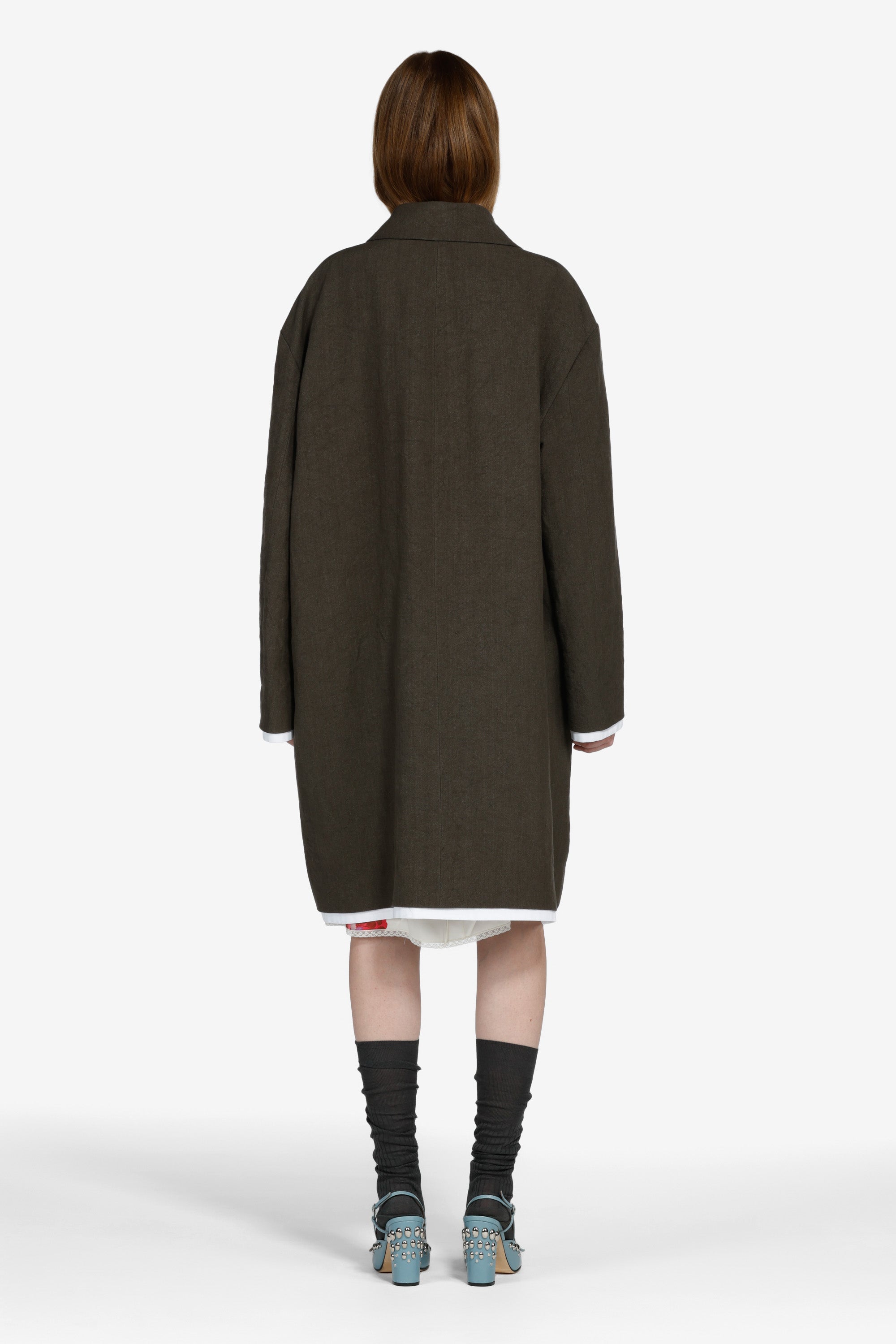 Cappotto monopetto con orlo a contrasto