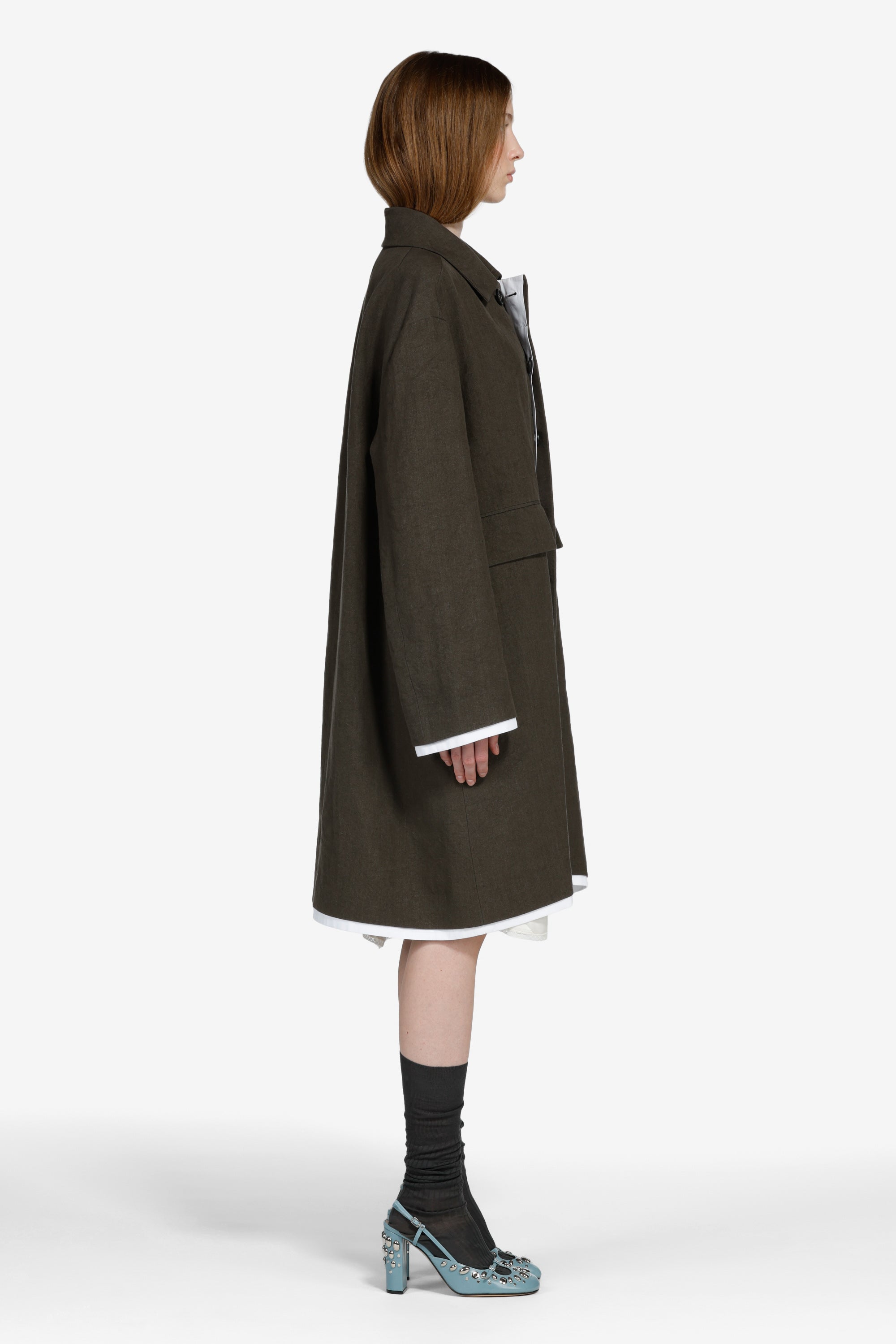 Cappotto monopetto con orlo a contrasto