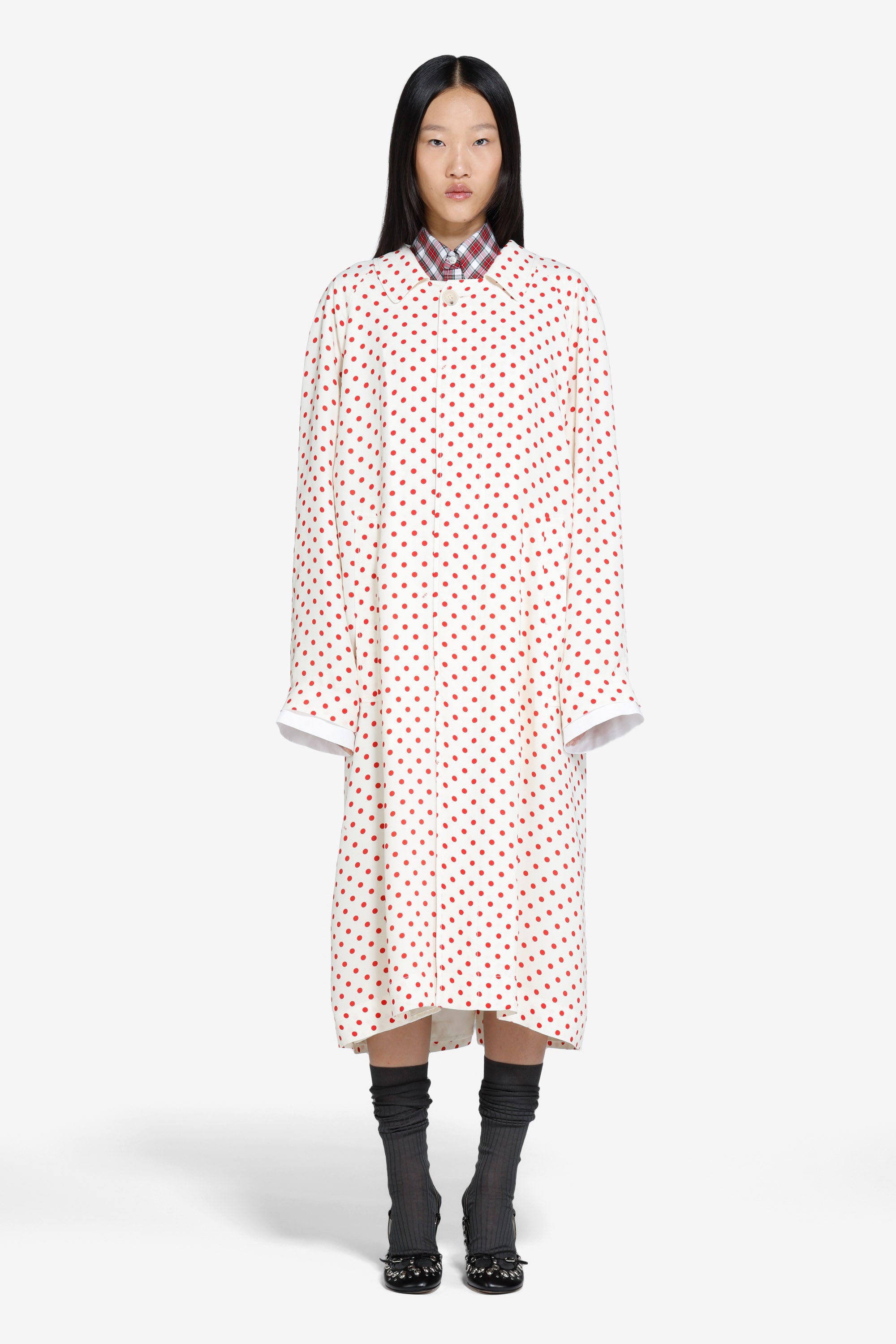 Cappotto lungo a pois