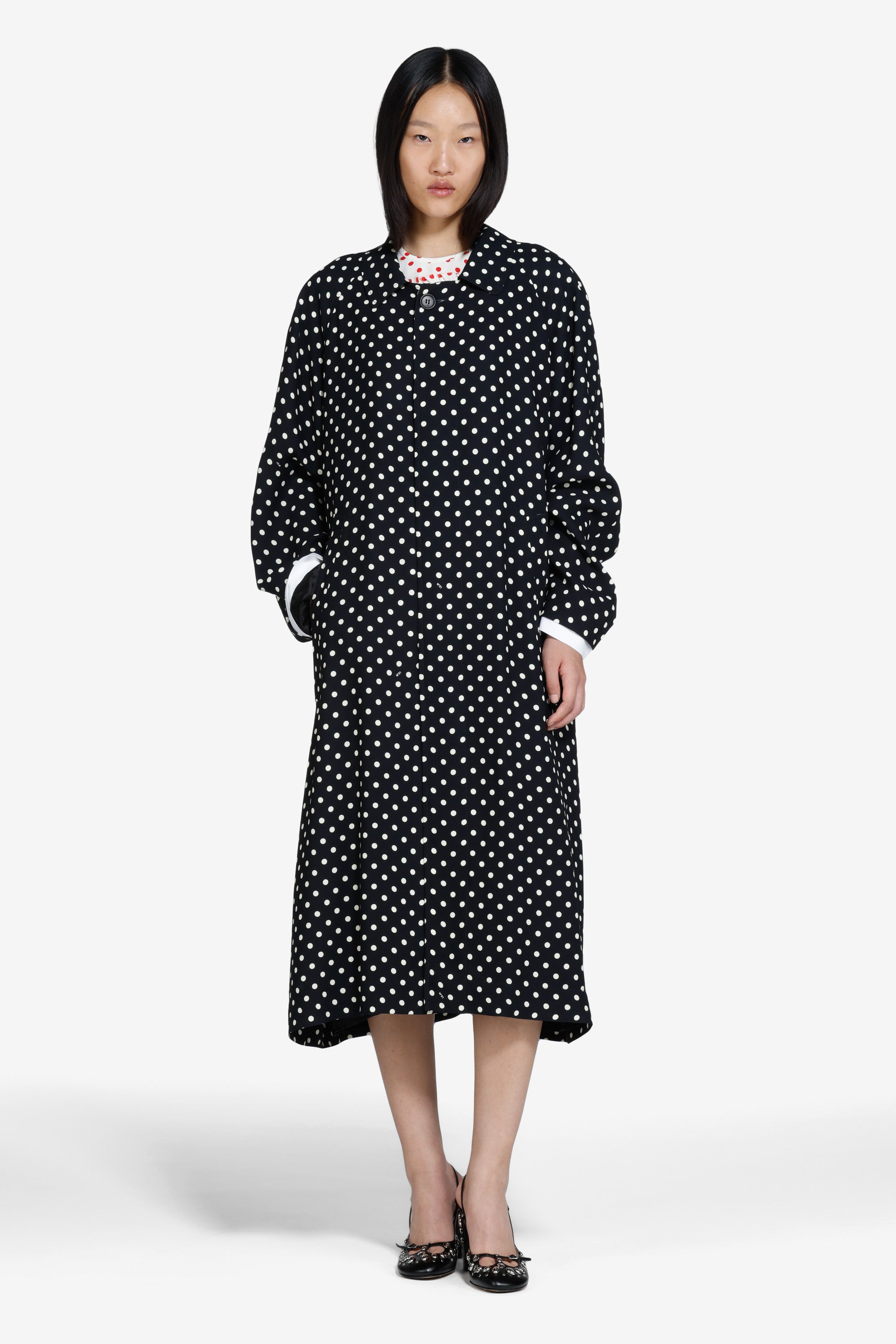 Cappotto lungo a pois