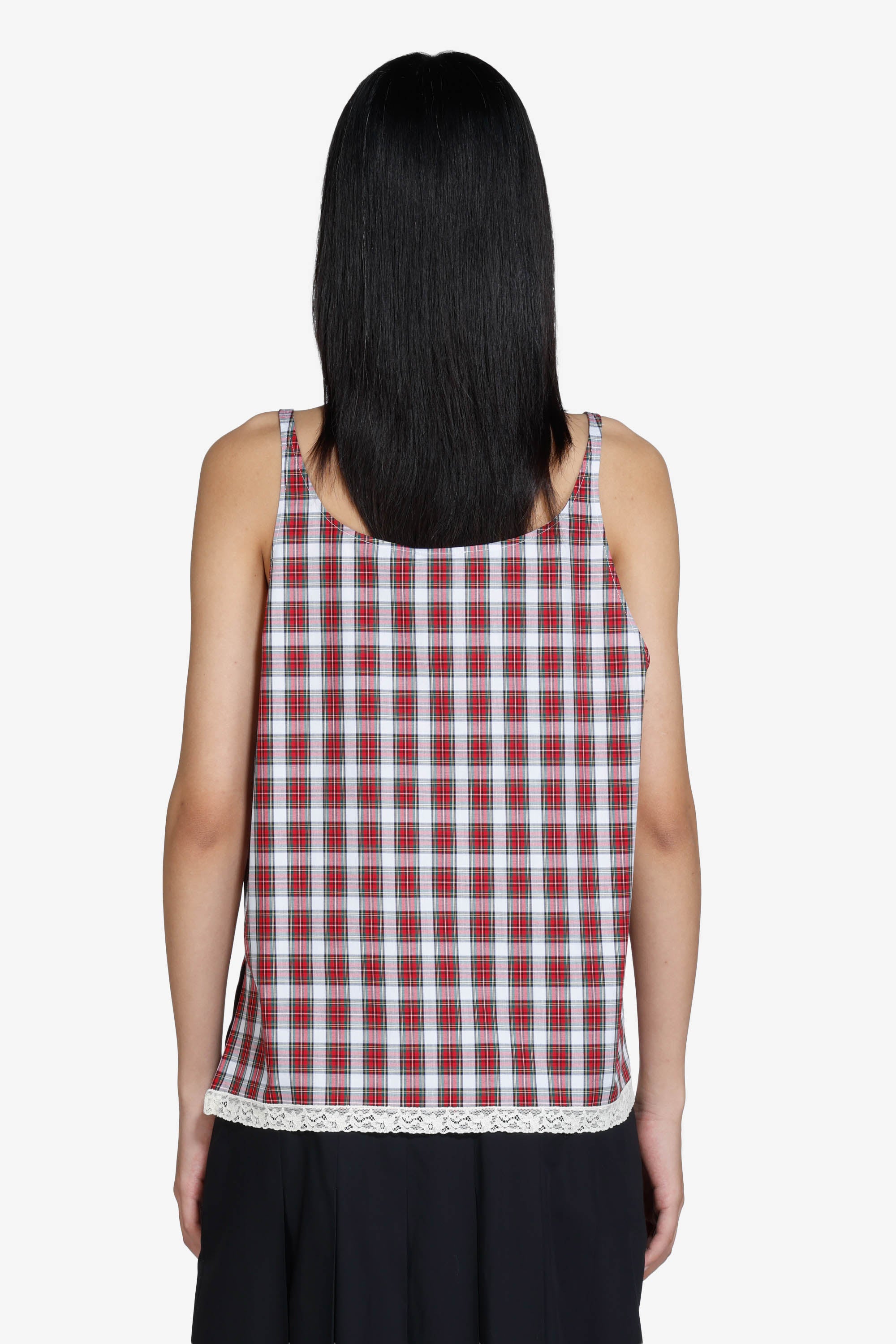 Canotta scollata a quadretti