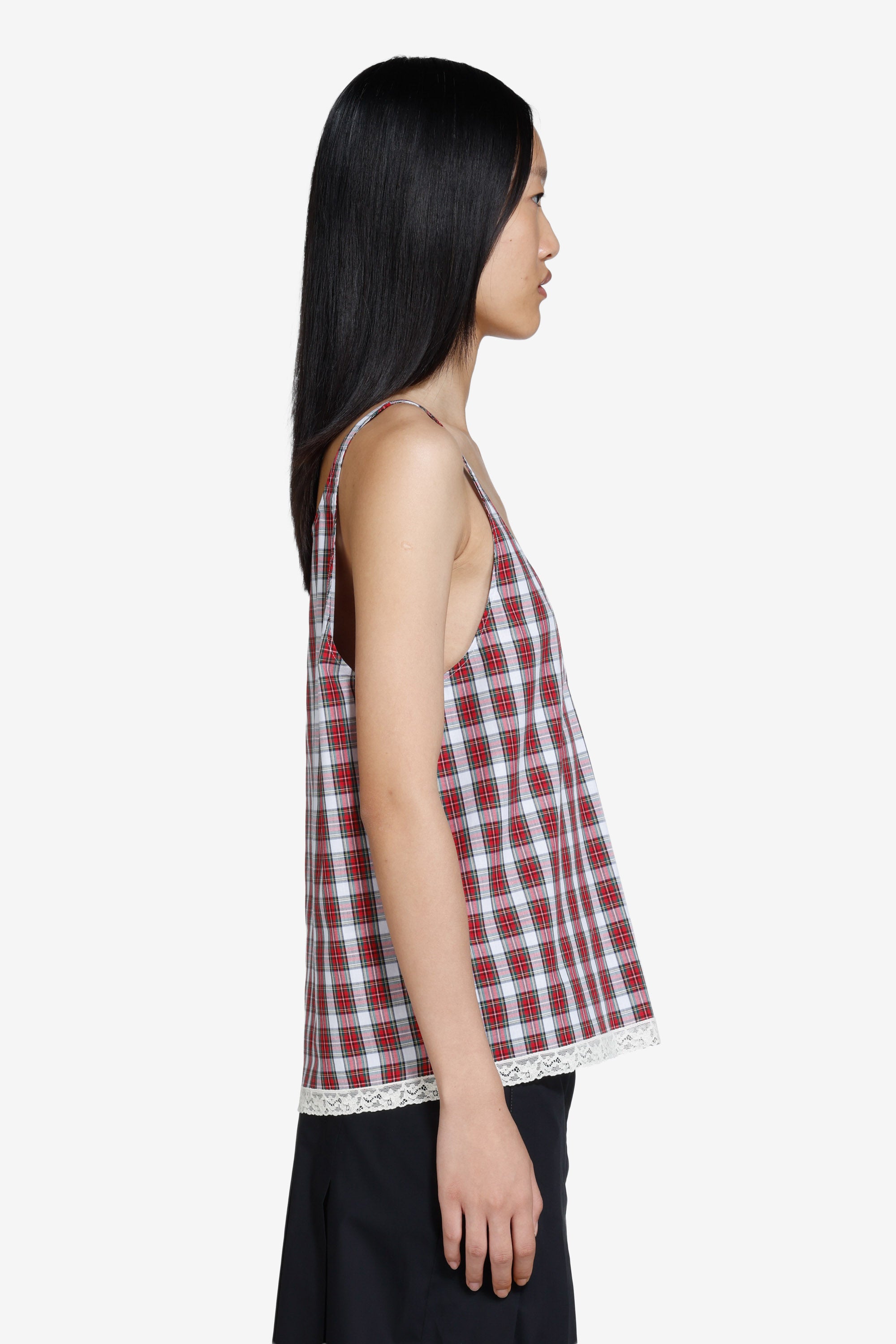 Canotta scollata a quadretti