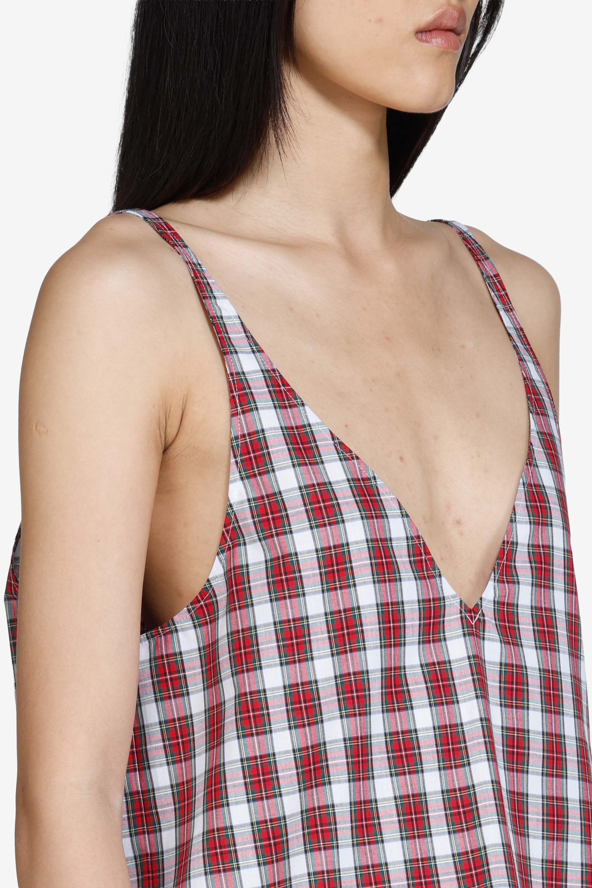 Canotta scollata a quadretti