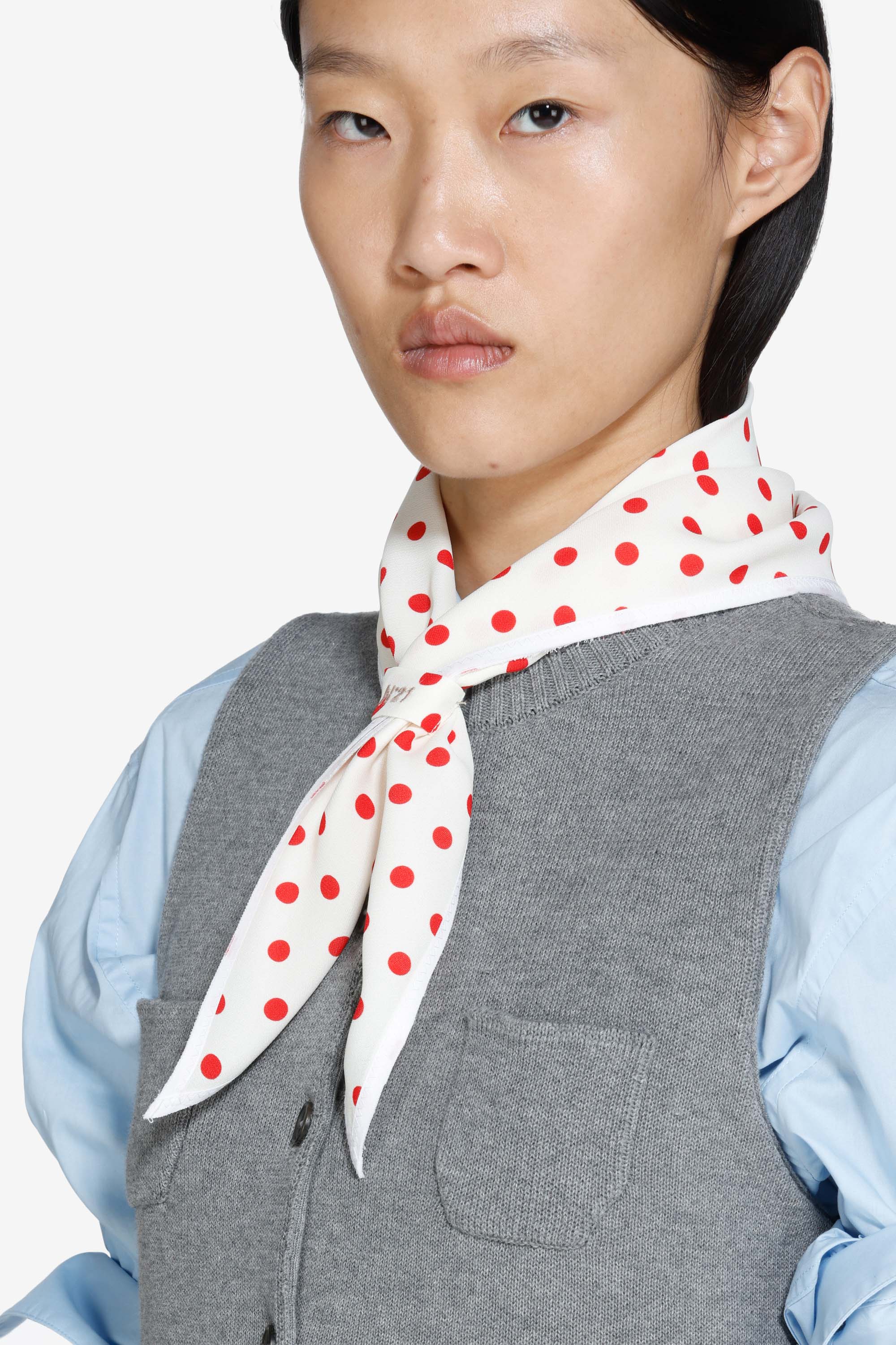 トップス BEEDEN DOTS SCARF NECK TOPS N21 | Polka Dot Scarf