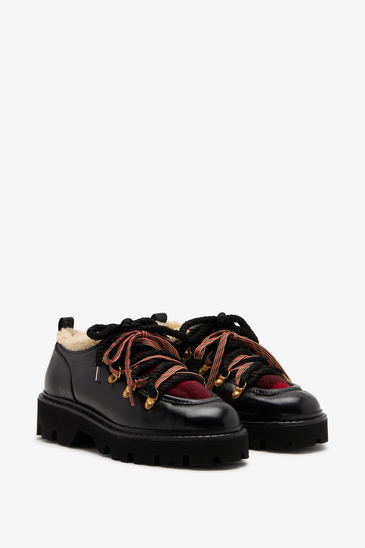 Leather and check fabric Derbies