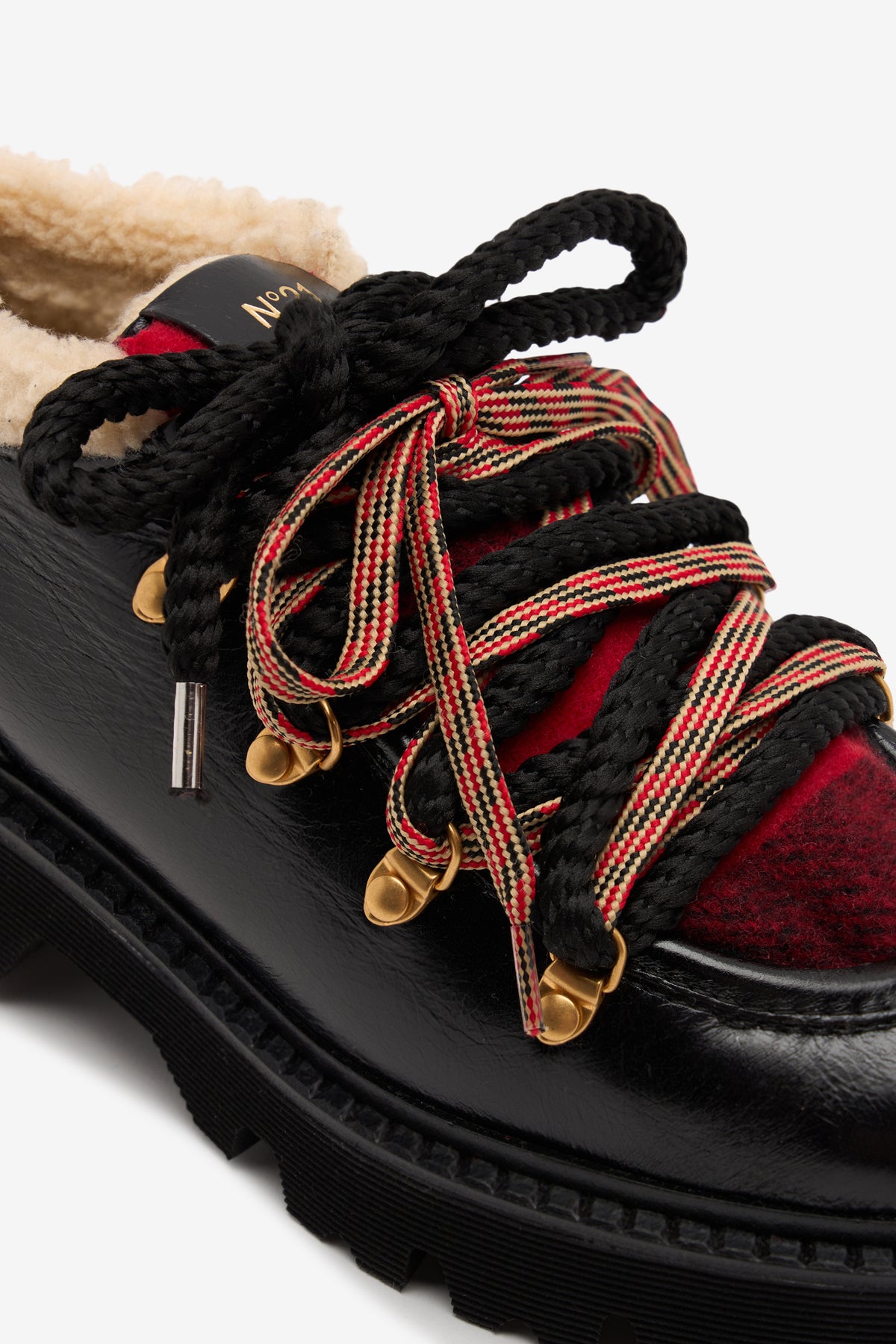 Leather and check fabric Derbies
