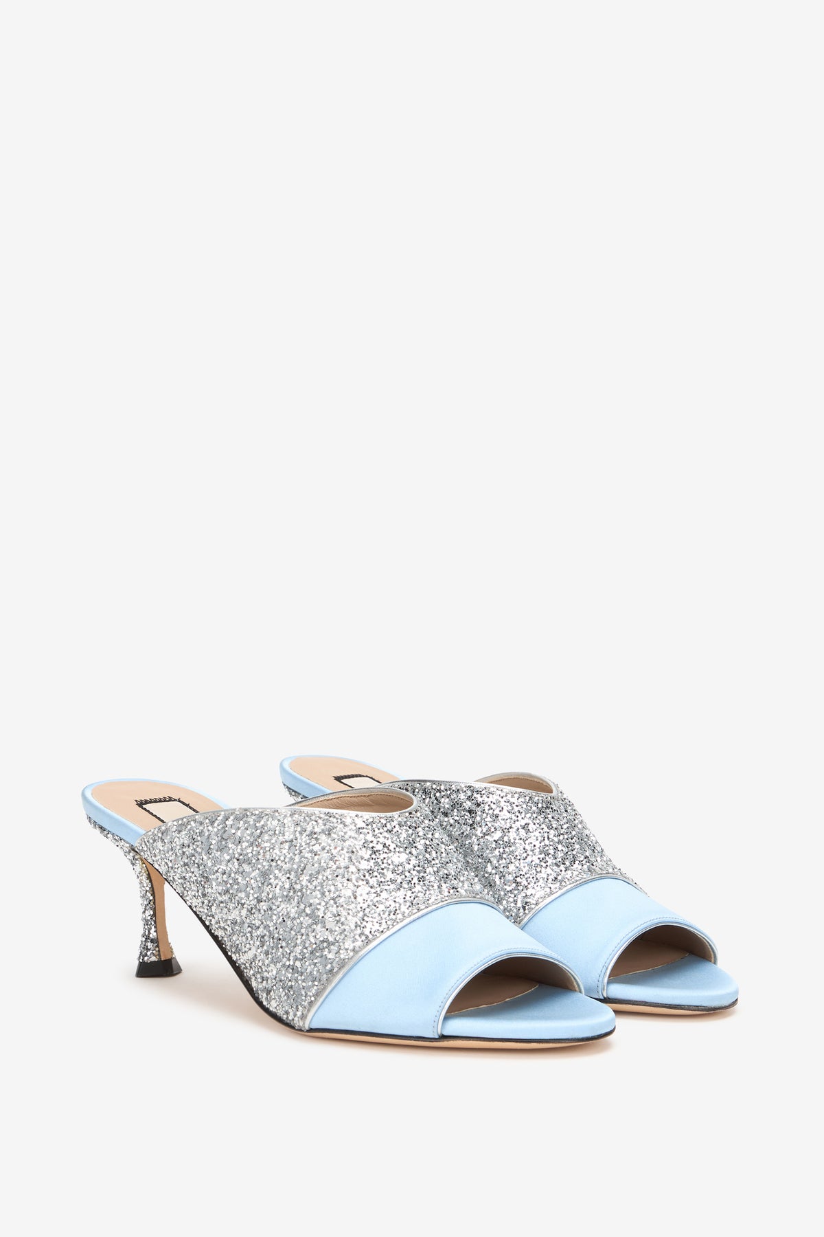 Mules in glitter e raso