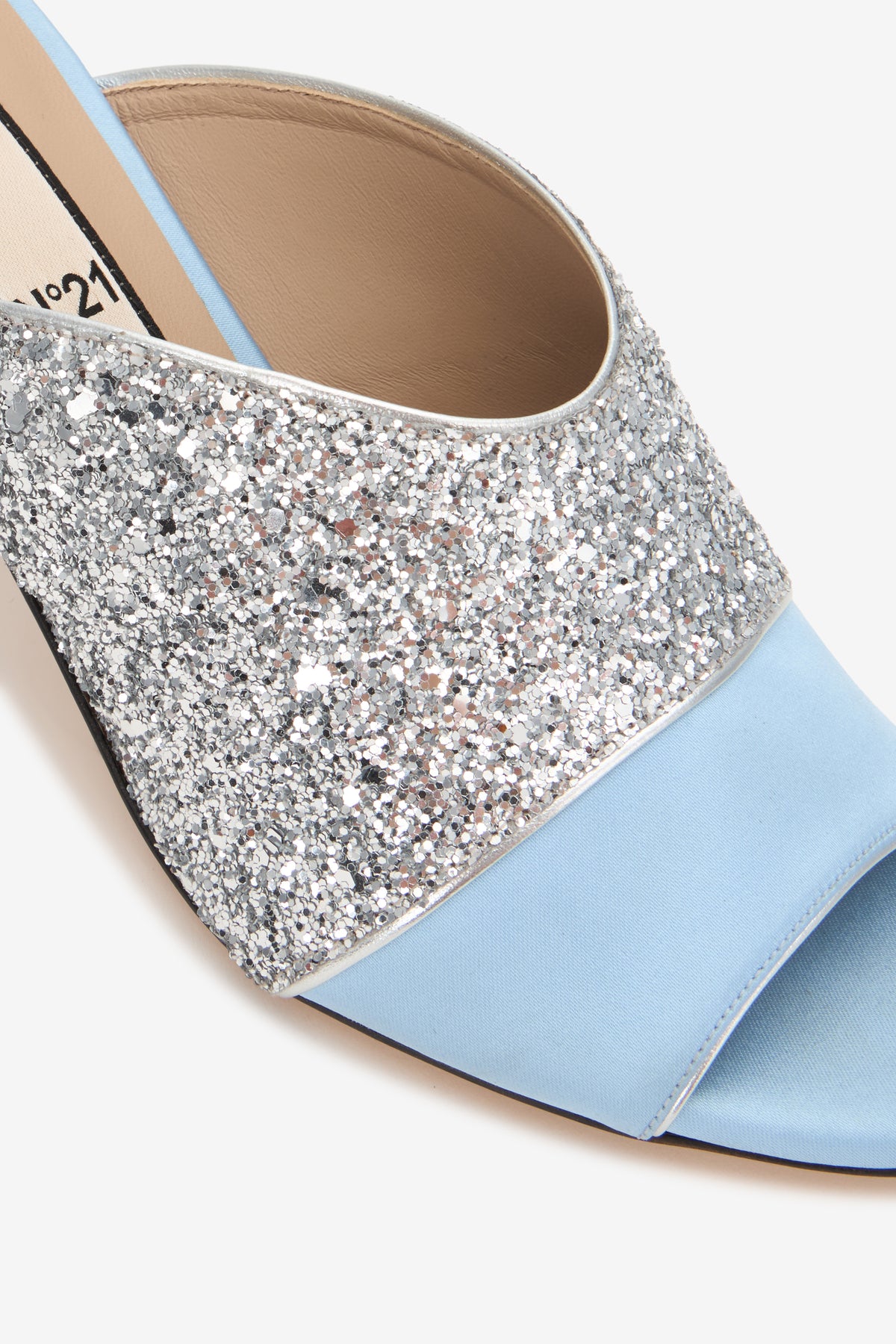 Mules in glitter e raso