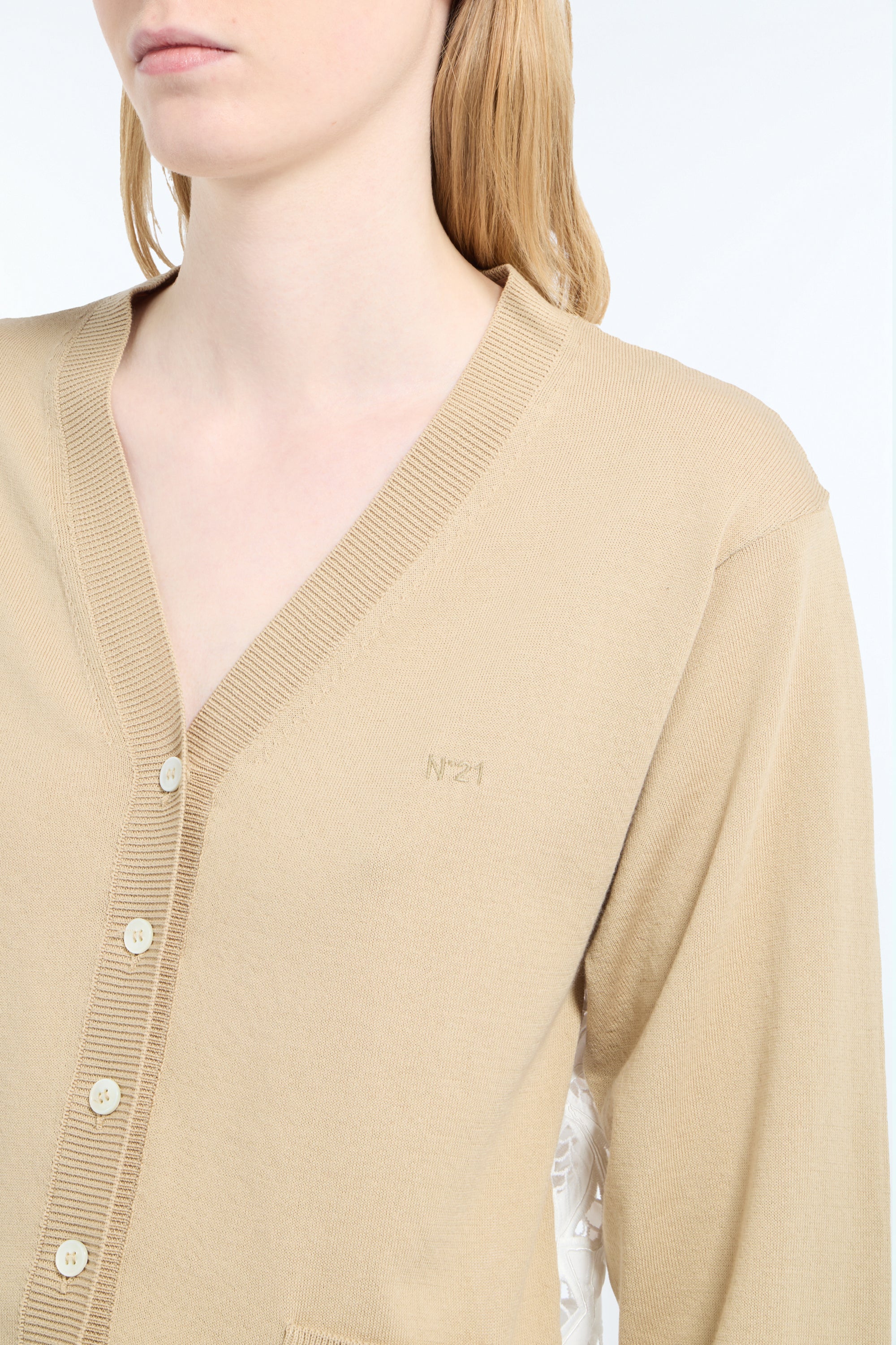 Cotton and rebrodé sangallo cardigan