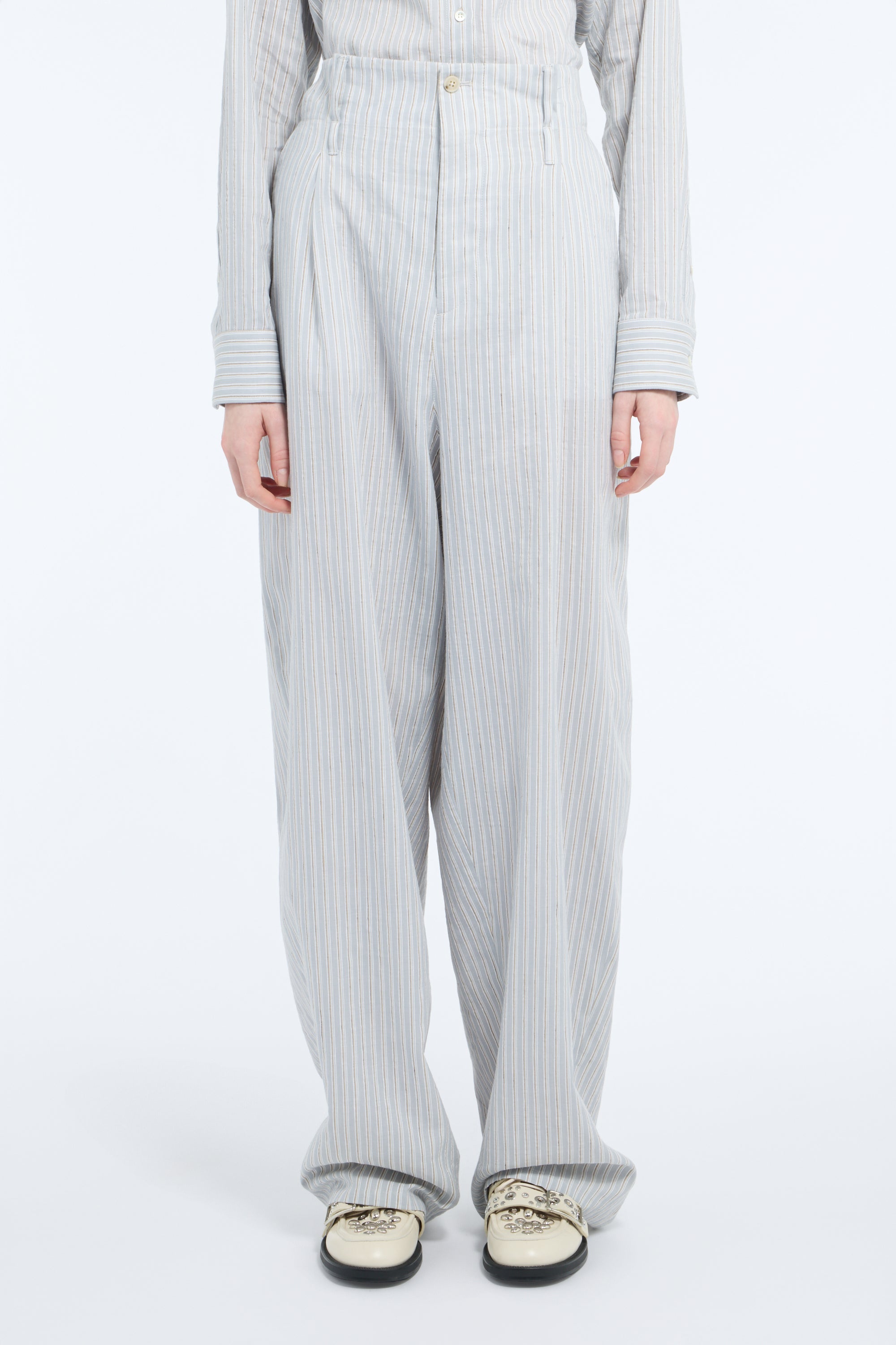 Cotton and linen muslin trousers