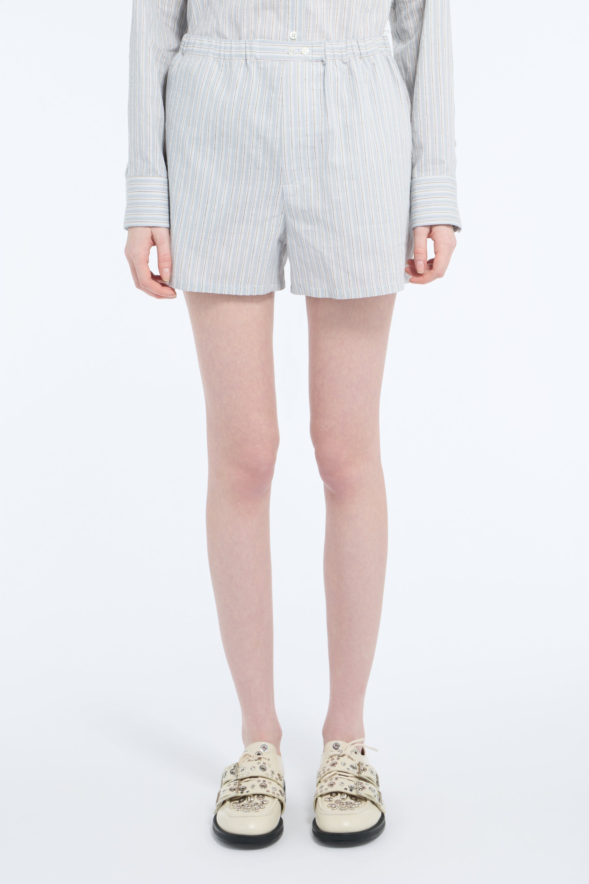 Cotton and linen muslin shorts