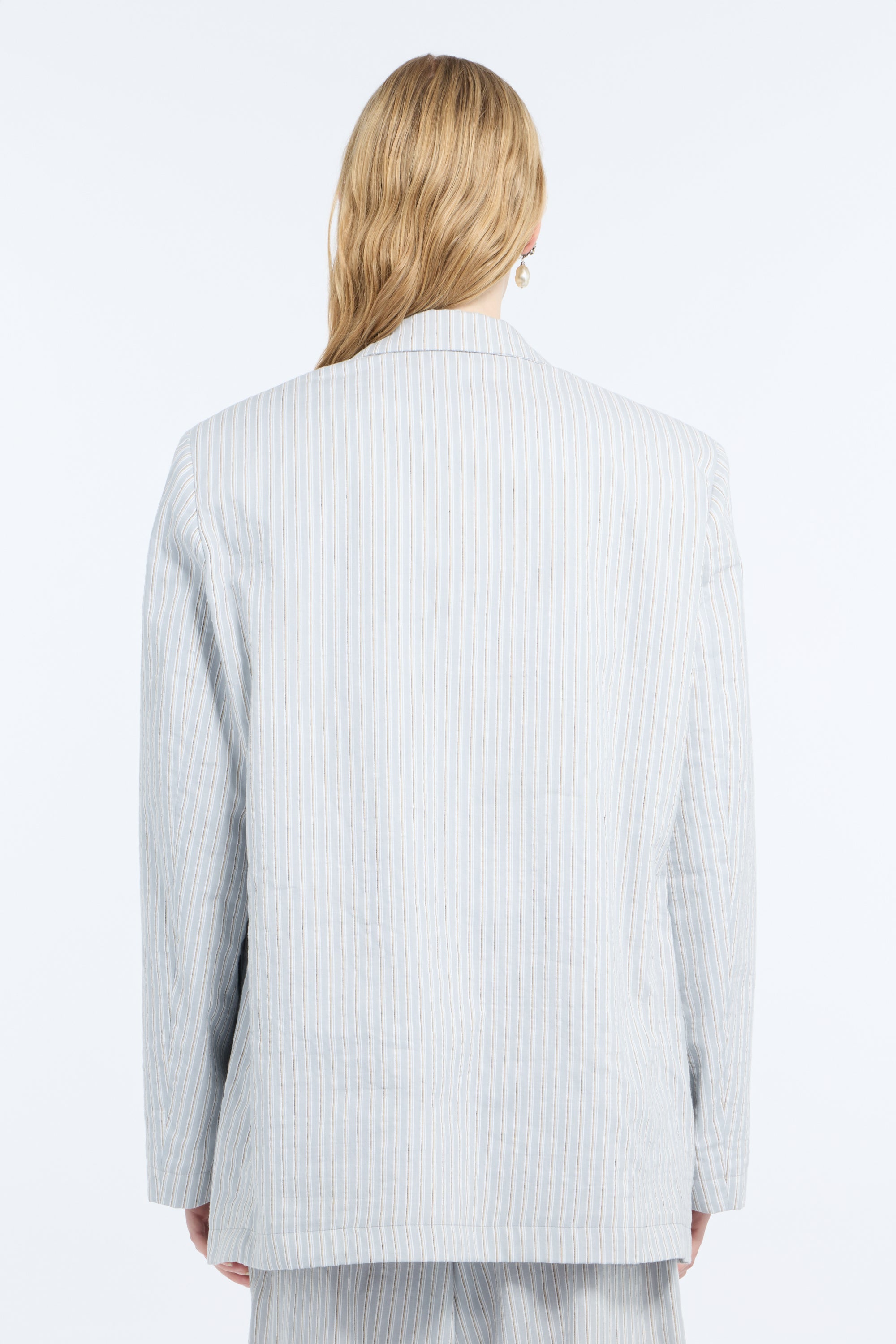 Double-breasted cotton and linen muslin jacket