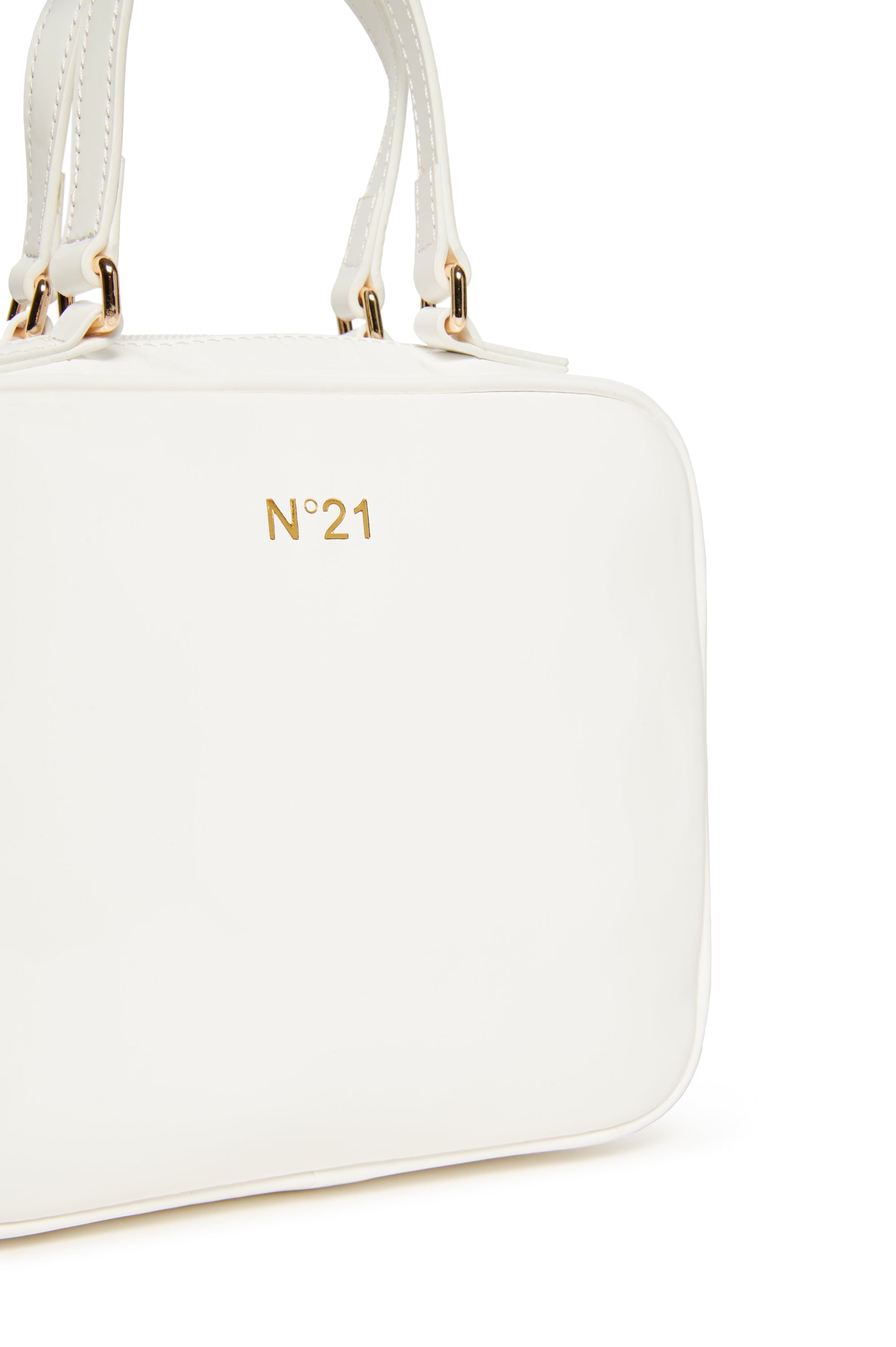 ＊N21 numero ventuno＊ SHOPPER BAG WITH LOGO Logo-Print Faux-Leather Tote Bag White | N21