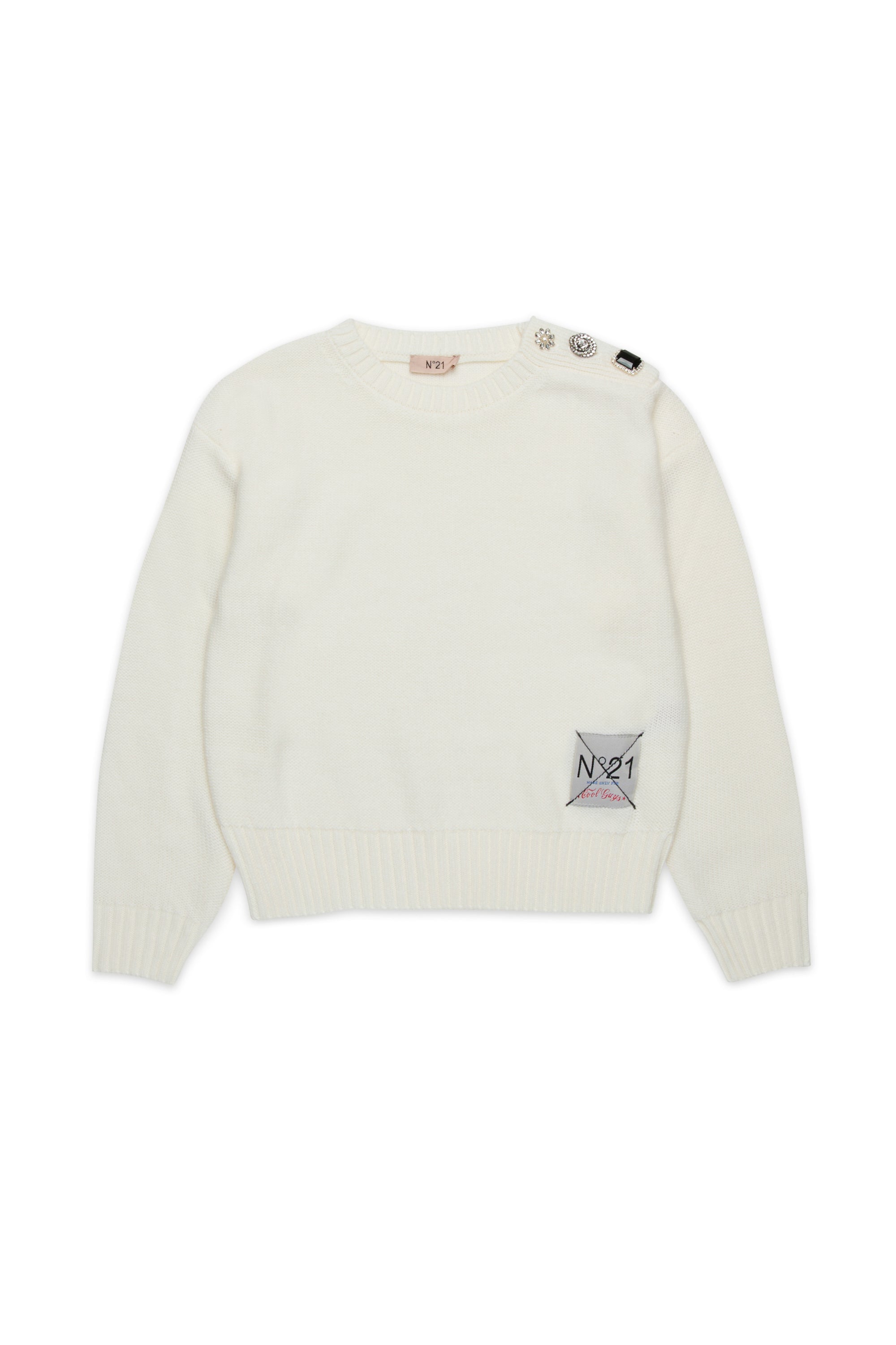 Wool blend sweater with jewel buttons