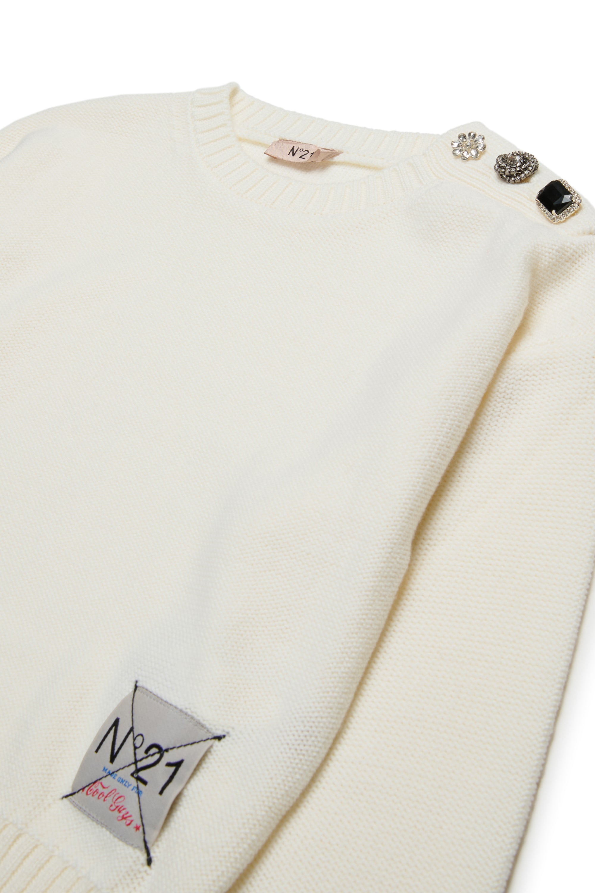 Wool blend sweater with jewel buttons
