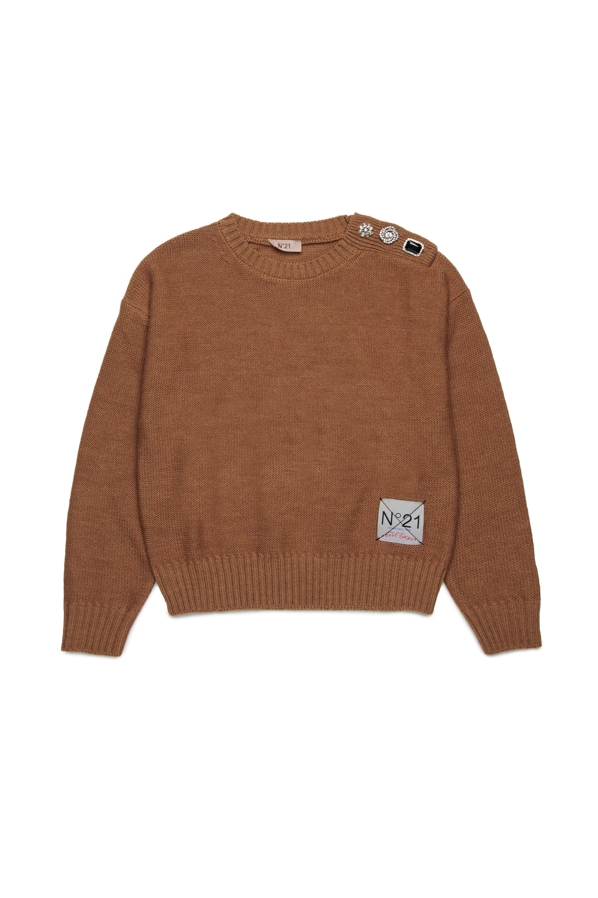 Wool blend sweater with jewel buttons