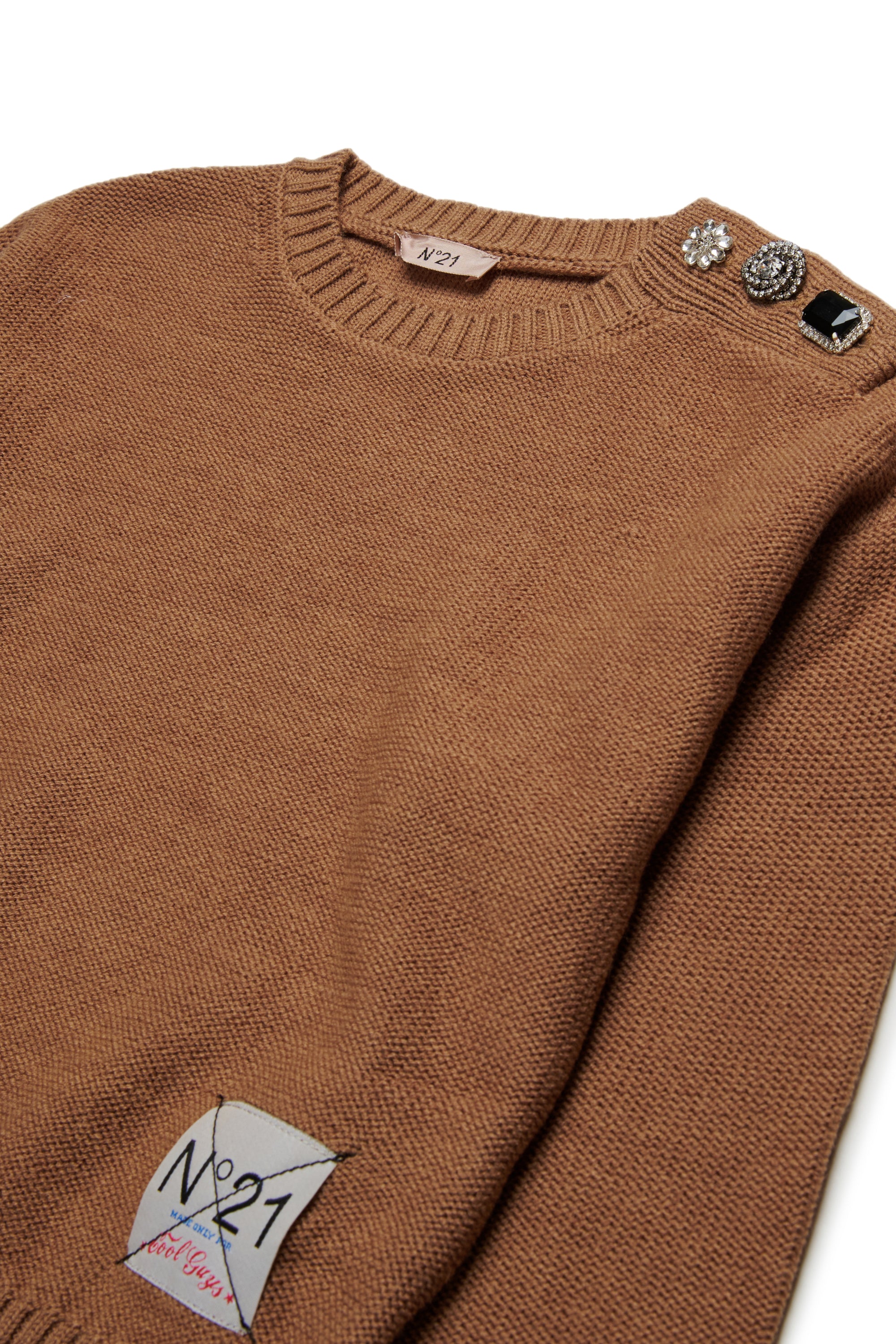 Wool blend sweater with jewel buttons