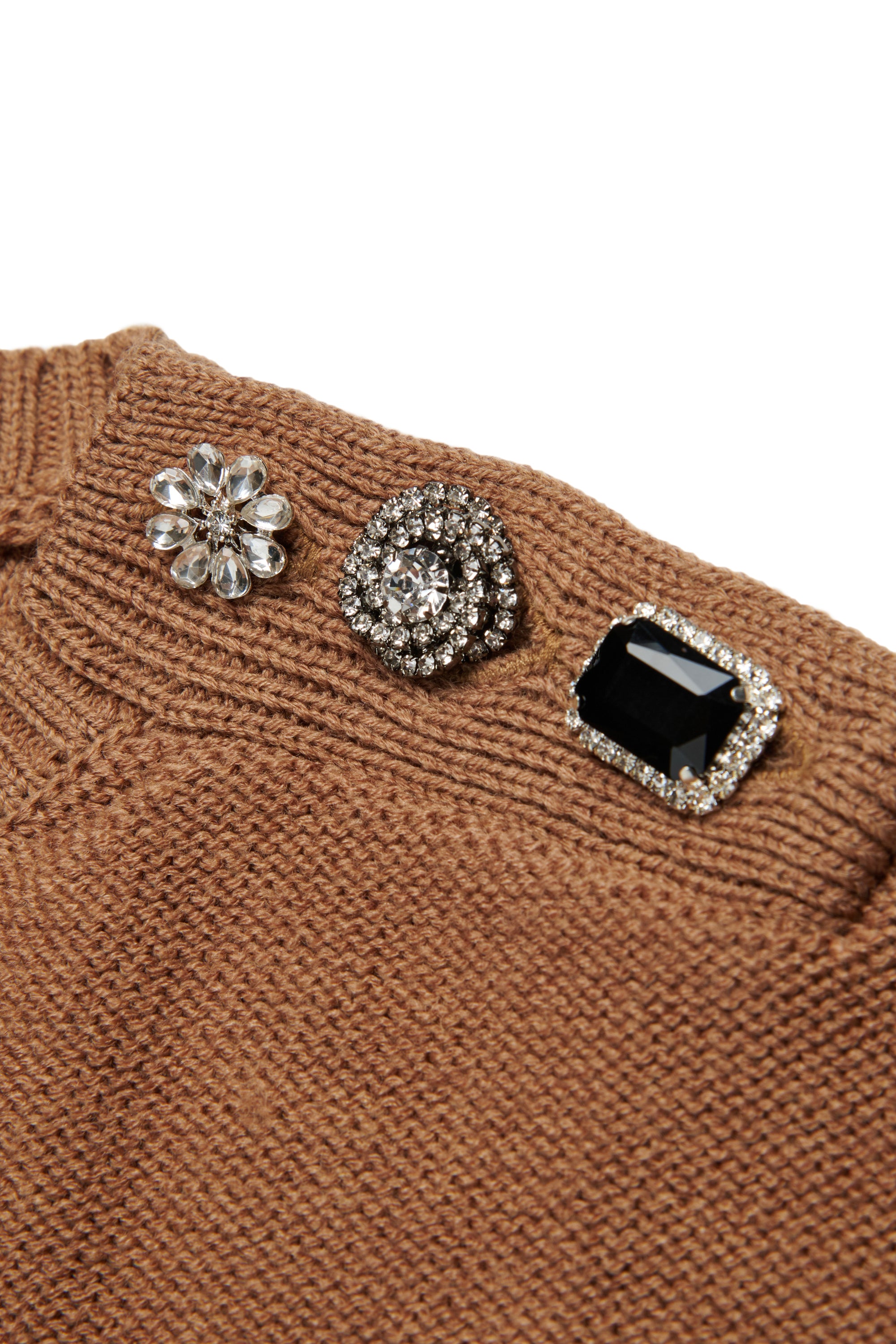 Wool blend sweater with jewel buttons